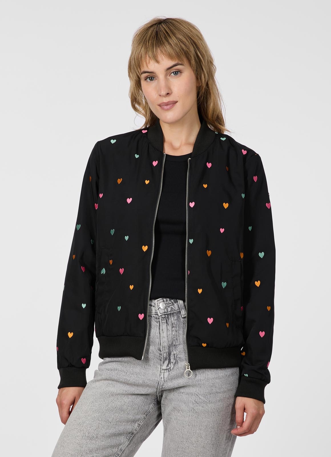 Image of Ragwear Blouson "LUNARA HEARTS" Mit bunter Allover-Herzchenstickerei