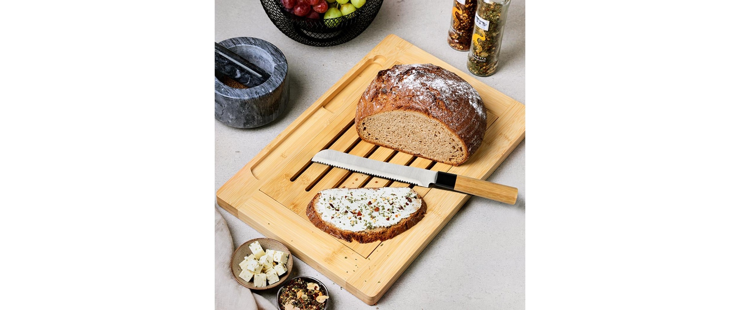 KESPER® Brotschneidebrett »Brotschneidebrett inkl. Krümelfach« inkl. Brotmesser