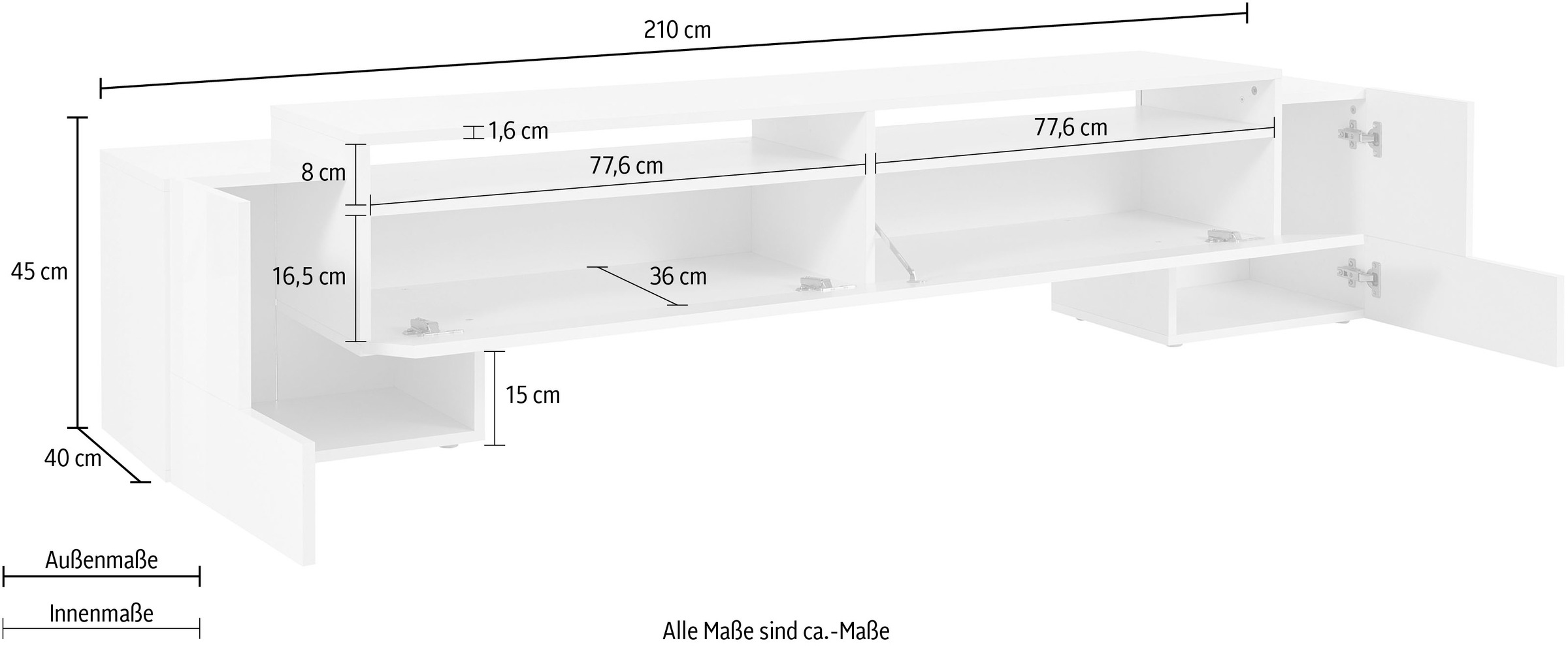 INOSIGN Lowboard »Pillon«, Breite 210 cm