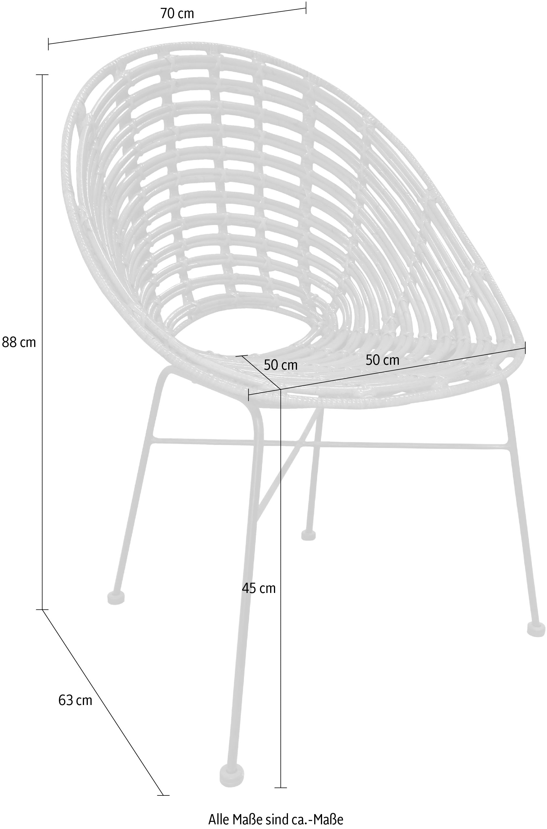 SIT Rattanstuhl »Rundsitz Rattan Metall Schwarz Natur Lounge Design« () 1 Stk.Rattanstuhl mit Rundsitz aus Rattan & Metall im Lounge Design