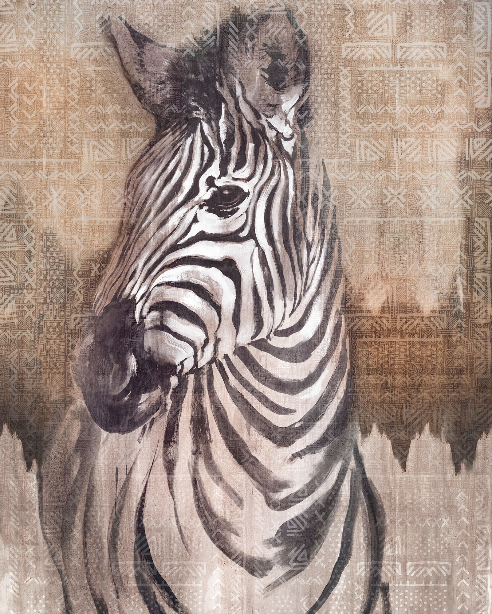 Image of Komar Vliestapete "Digitaldruck Vlies - Zebra - Grösse 200 x 250 cm" bedruckt glatt Wohnzimmer, Schlafzimmer