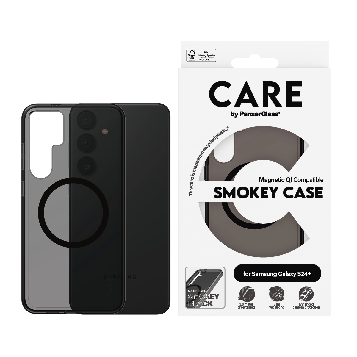 Image of CARE by PanzerGlass Handyhülle "Magnetic Compatible Smokey Case für Samsung Galaxy S24+" Backcover, Schutzhülle, Handyschutzhülle, Case, Schutzcase, stossfest