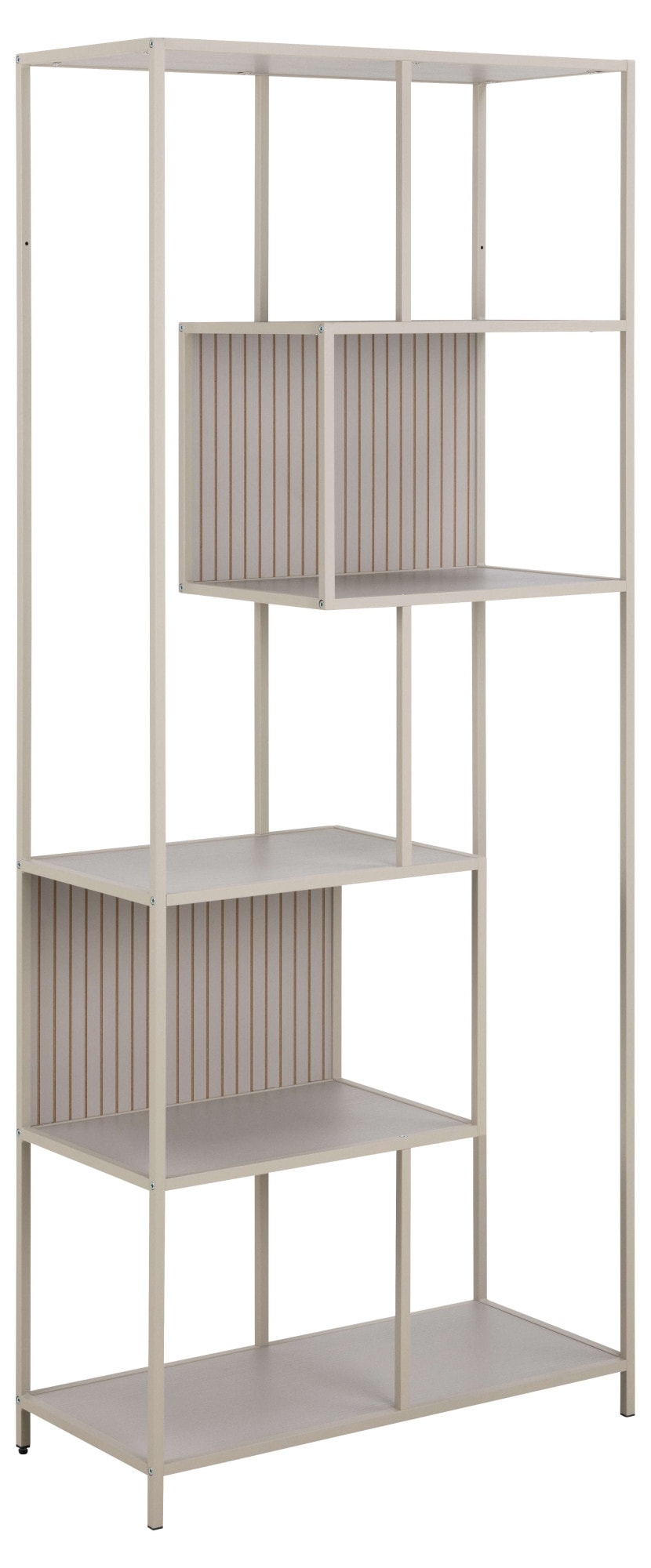 Image of ACTONA GROUP Bücherregal "Seaford, Regal, Standregal, Raumteiler" Regal, grau, asymmetrische Details, wendbare Rückwand, 77x35x185cm