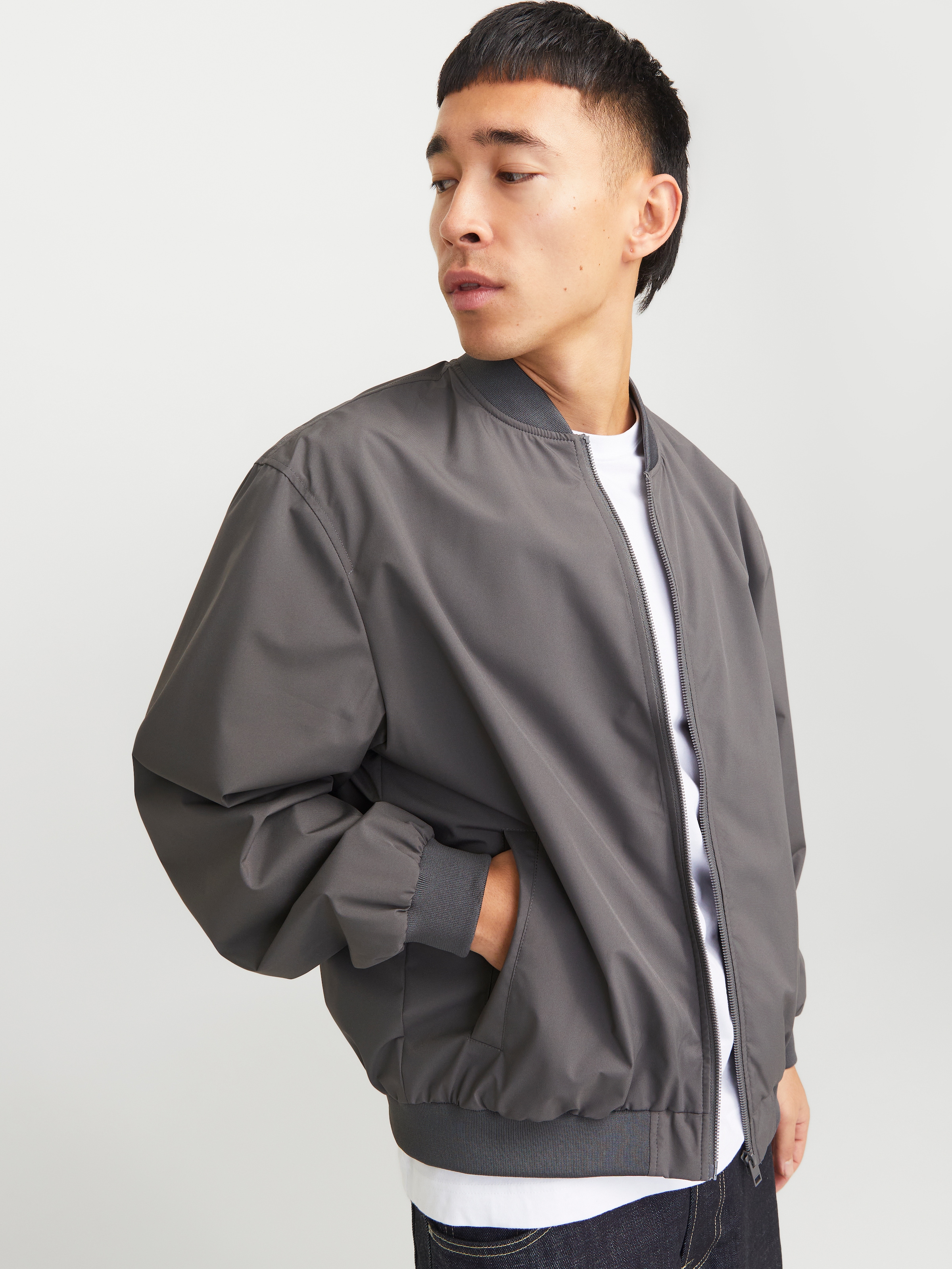 Jack & Jones Veste bomber »JJECHARGE BOMBER JACKET NOOS« sans capuche avec bord-côte côtelé
