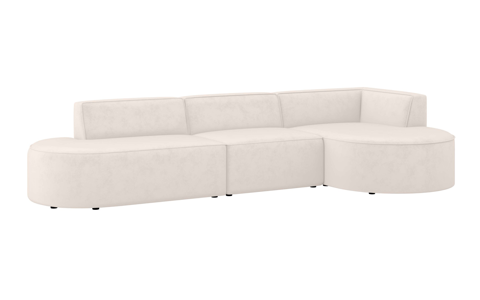 andas Ecksofa »EIVIND Designer Sofa mit Ottomane rechts/links, B/T/H: 343/159/72 cm«, L-Form mit Wellenunterfederung, auch in Feincord und Bouclé