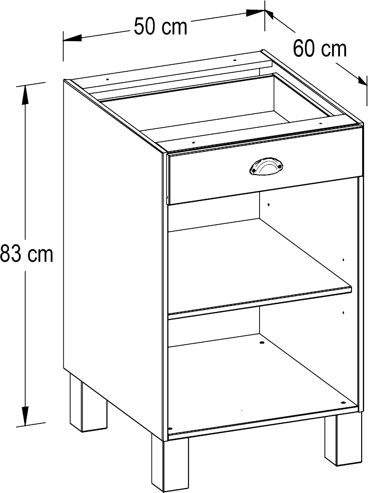 Home affaire Armoire basse »Oslo« 50 cm de large, sans plan de travail, 1 tiroir, 1 tablette
