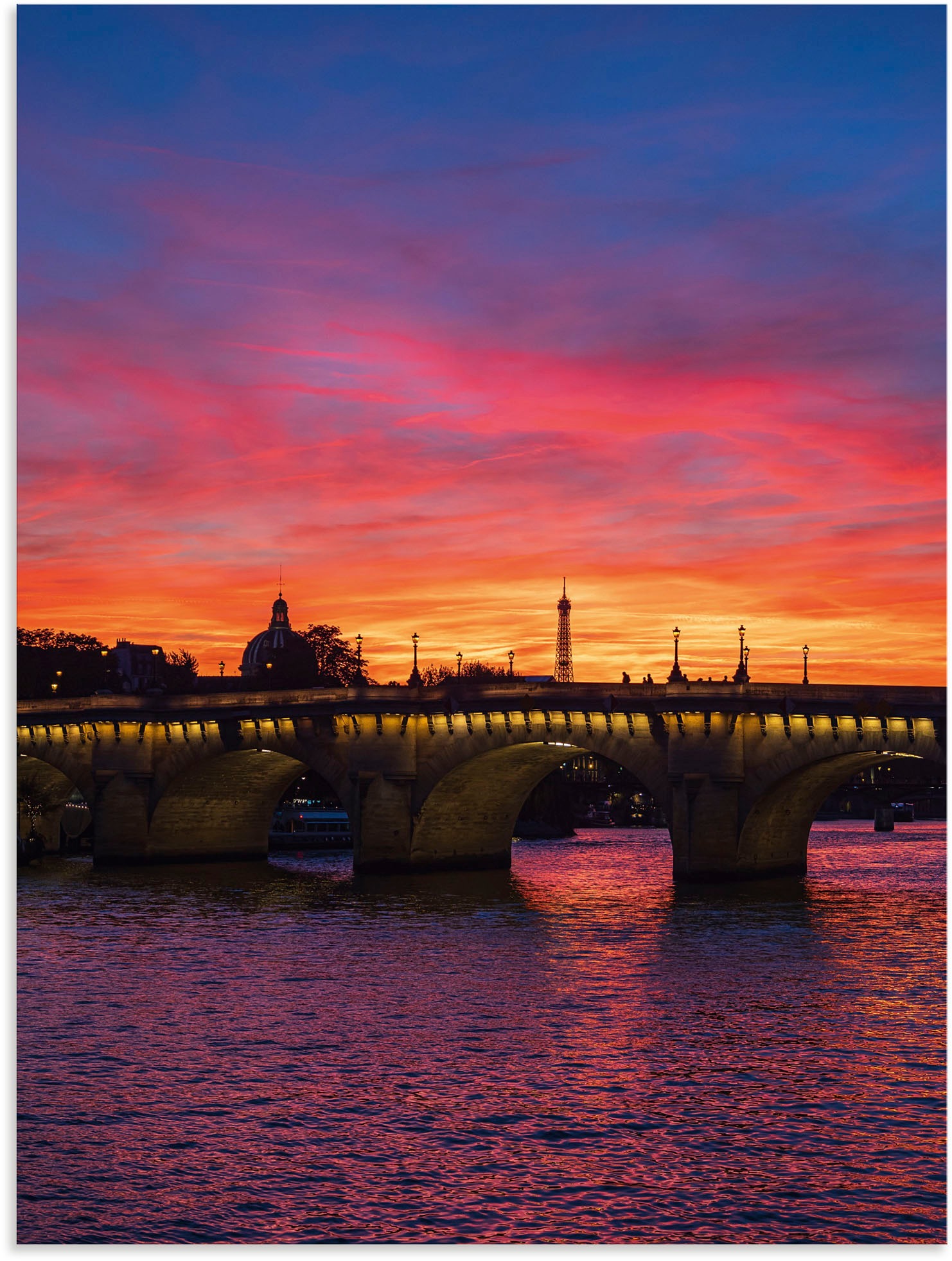 Image of Artland Wandbild »Brücke Pont Neuf im Sonnenuntergang«, Paris, (1 St.), in vielen Grössen & Produktarten - Alubild / Outdoorbild für den Aussenbereich, Leinwandbild, Poster, Wandaufkleber / Wandtattoo auch für Badezimmer geeignet bei Ackermann Versand Sch