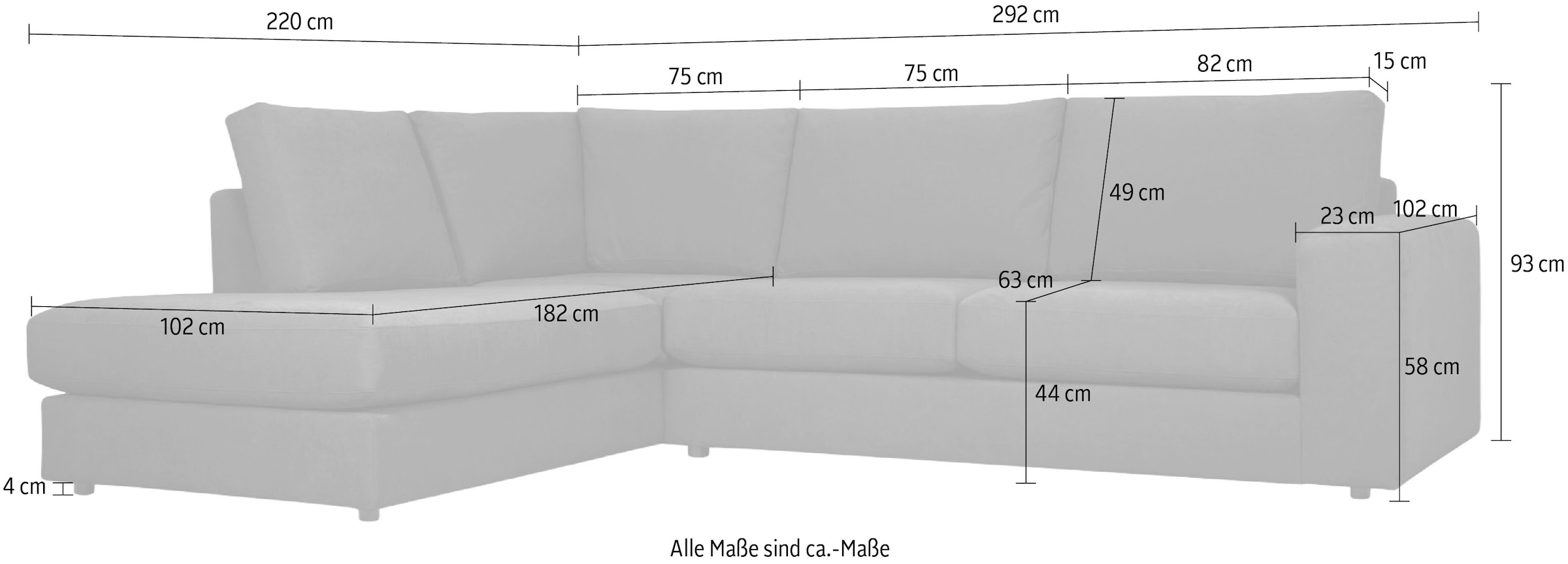 GOODproduct Canapé d'angle »Nivette, weiches Chenille« Breite 292 cm, L-Form, bodentief, mit Wellenunterfederung