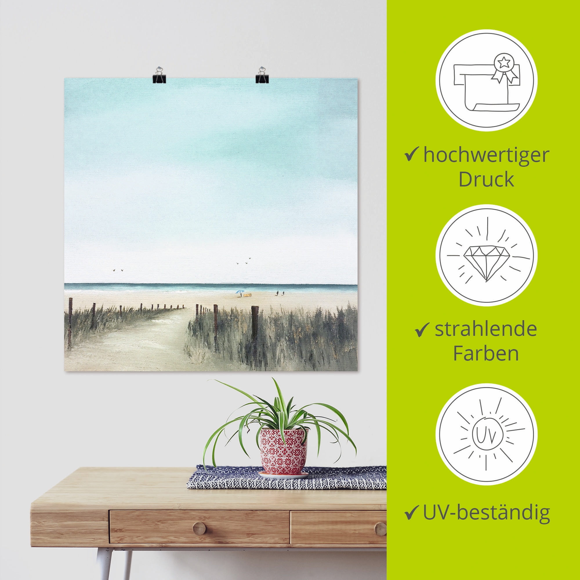 Artland Wandbild »Sonniger Morgen II« Strand 1 Stk. tlg. als Leinwandbild, Poster in verschied. Grössen