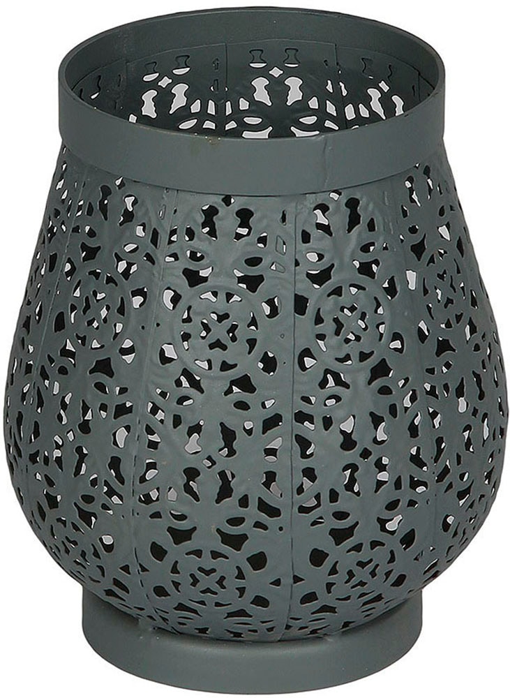 Image of Ambiente Haus Kerzenlaterne "Laterne aus Metall in Grau - (H) 16cm"