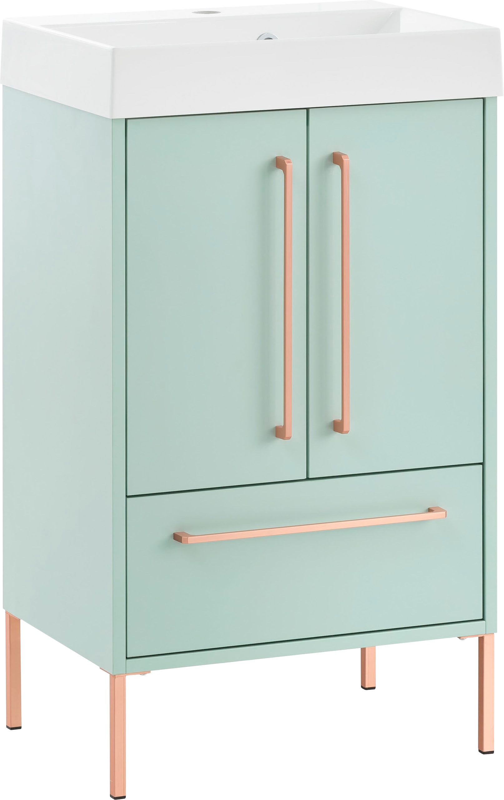 Image of Schildmeyer Waschtisch »Sari«, Breite 50 cm, Mineralgussbecken, Griffe & Füsse kupferfarben bei Ackermann Versand Schweiz