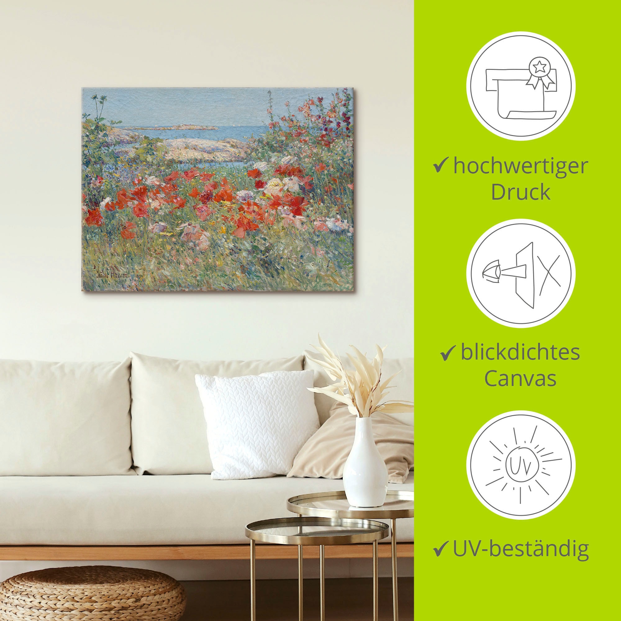 Artland Wandbild »Celia Thaxters Garten 1890.«, Blumenwiese, (1 St.), als Leinwandbild, Poster, Wandaufkleber in verschied. Grössen