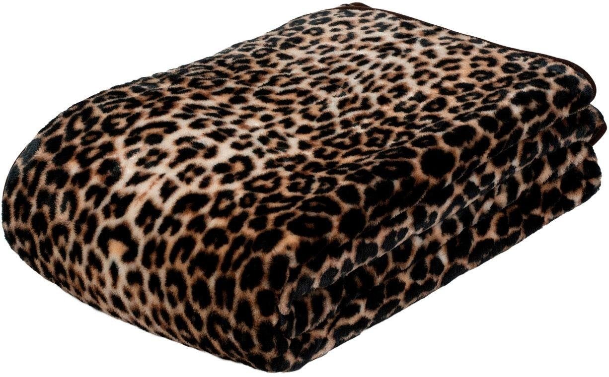 Gözze Wohndecke »Leopard«, mit gedrucktem Motiv, Kuscheldecke
