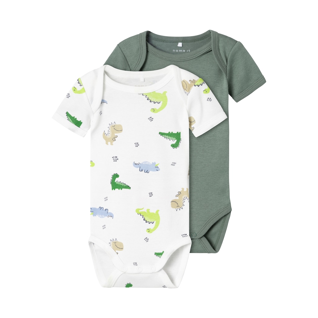 Name It Schlafoverall »NBMBODY 2P SS WILD LIME DINO NOOS«, (Packung, 2 tlg.)
