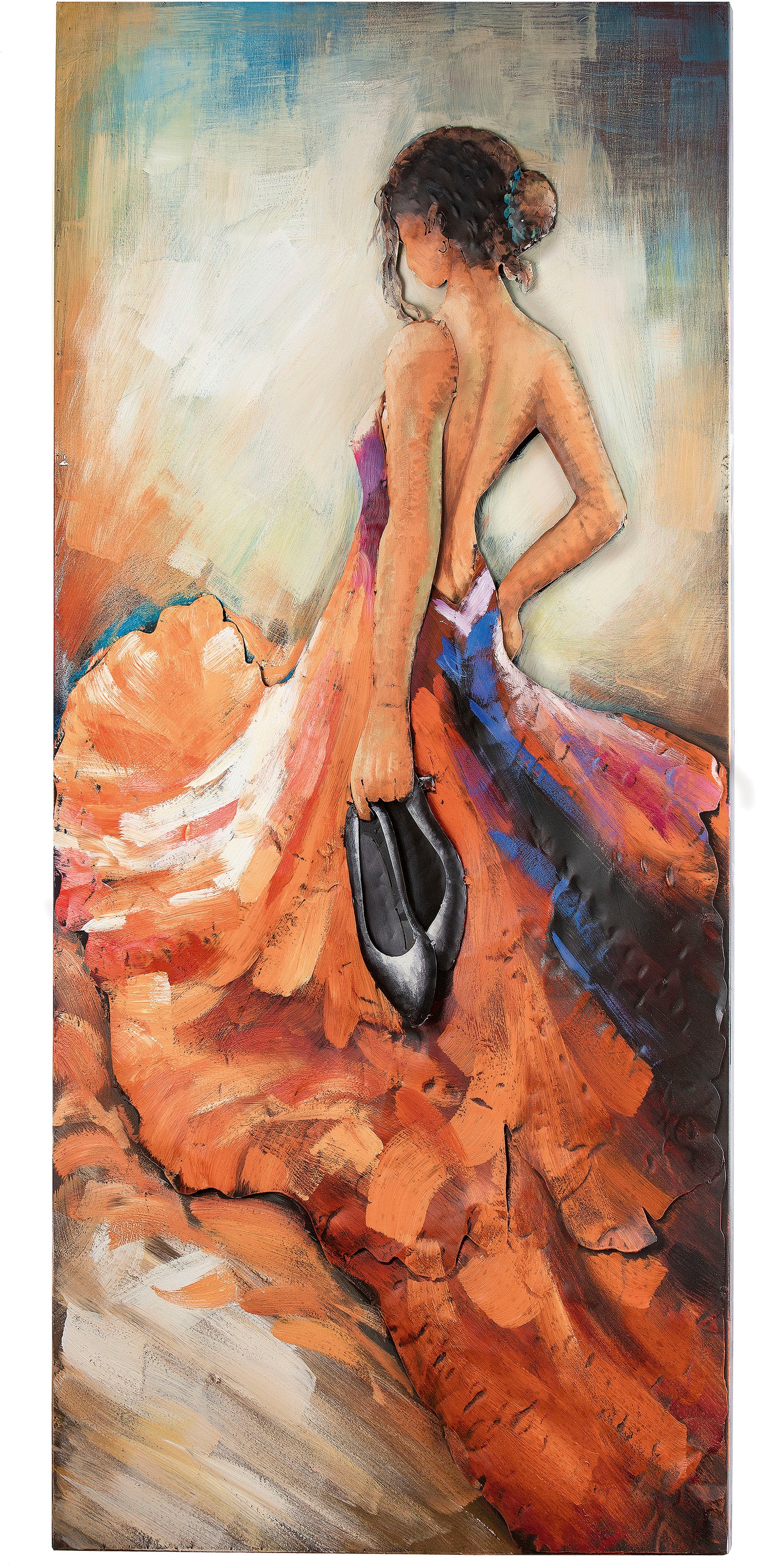 Image of GILDE GALLERY Metallbild »Kunstobjekt Barefoot Tango«, Frau, (1 St.), handgearbeitet, 70x140 cm, aus Metall, 3D-Effekt, Motiv Tänzerin, dekorativ im Wohnzimmer & Schlafzimmer bei Ackermann Versand Schweiz