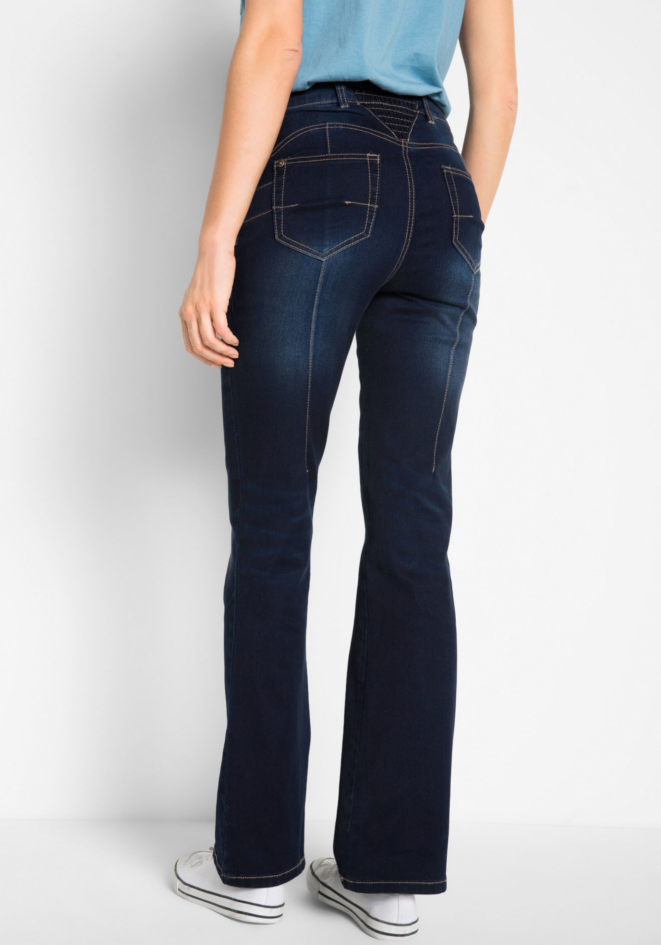 bonprix Jeans push-up coupe régulière, avec ceinture confortable, avec poches fendues