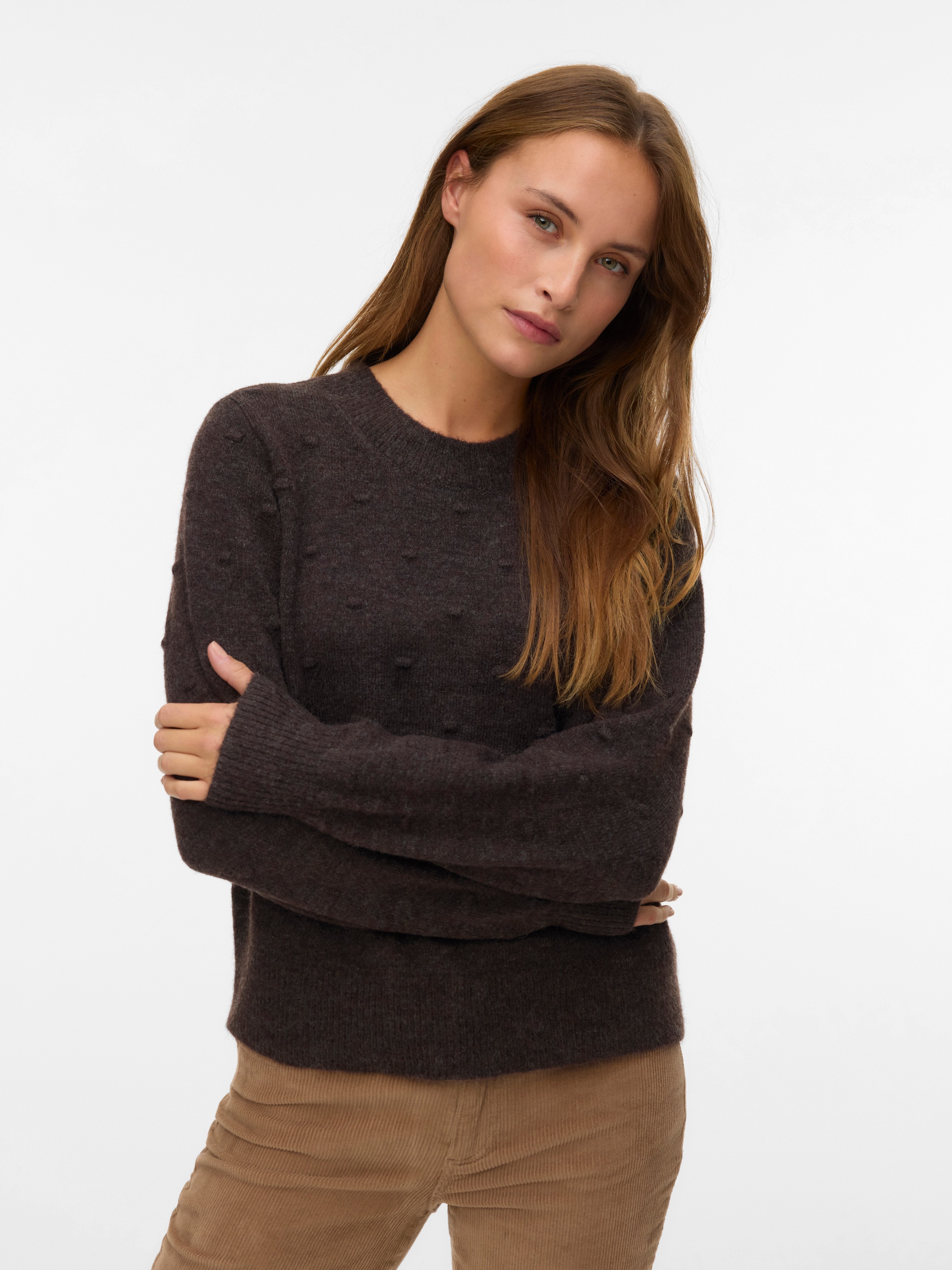 Image of Vero Moda Rundhalspullover "VMFRANCESCA LS O-NECK PULLOVER BOO"