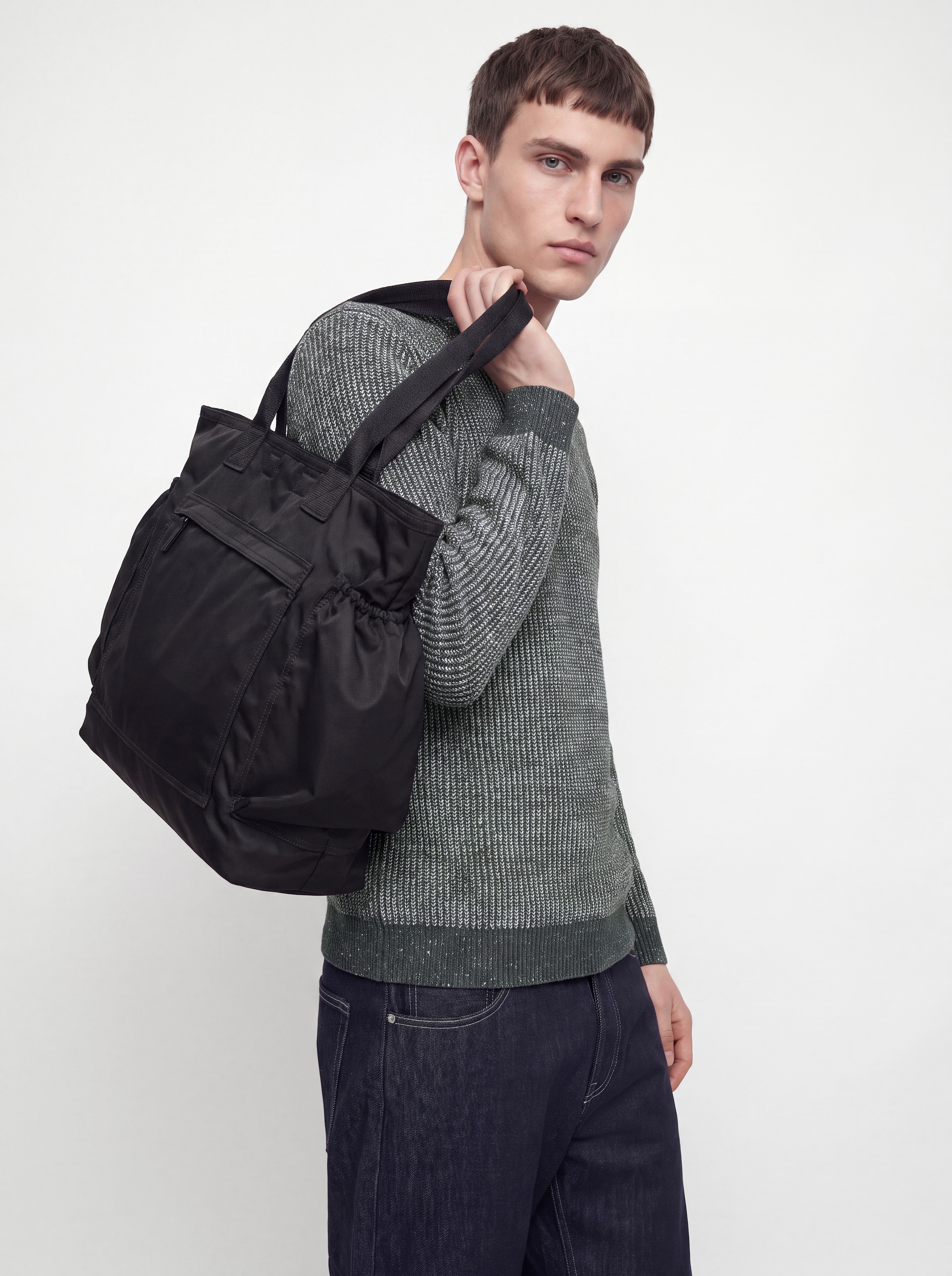 Jack & Jones Pull à col rond »JJCLEVELAND KNIT CREW NECK« Materialmix, normal geschnitten