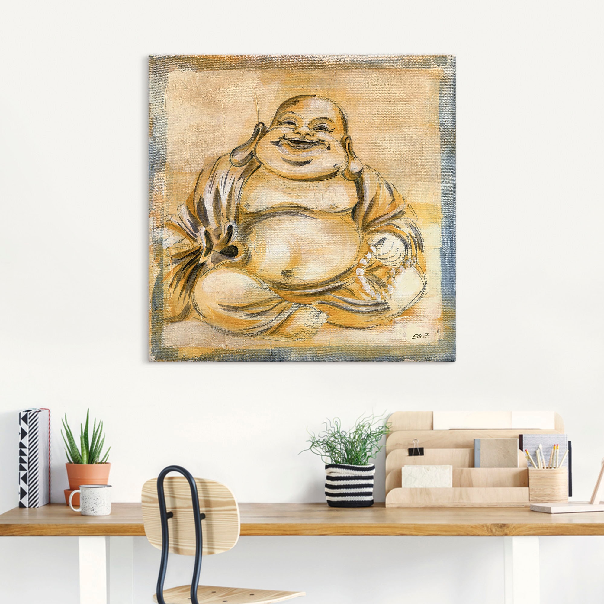 Artland Wandbild »Fröhlicher Buddha I«, Religion, (1 St.), als Leinwandbild, Poster, Wandaufkleber in verschied. Grössen