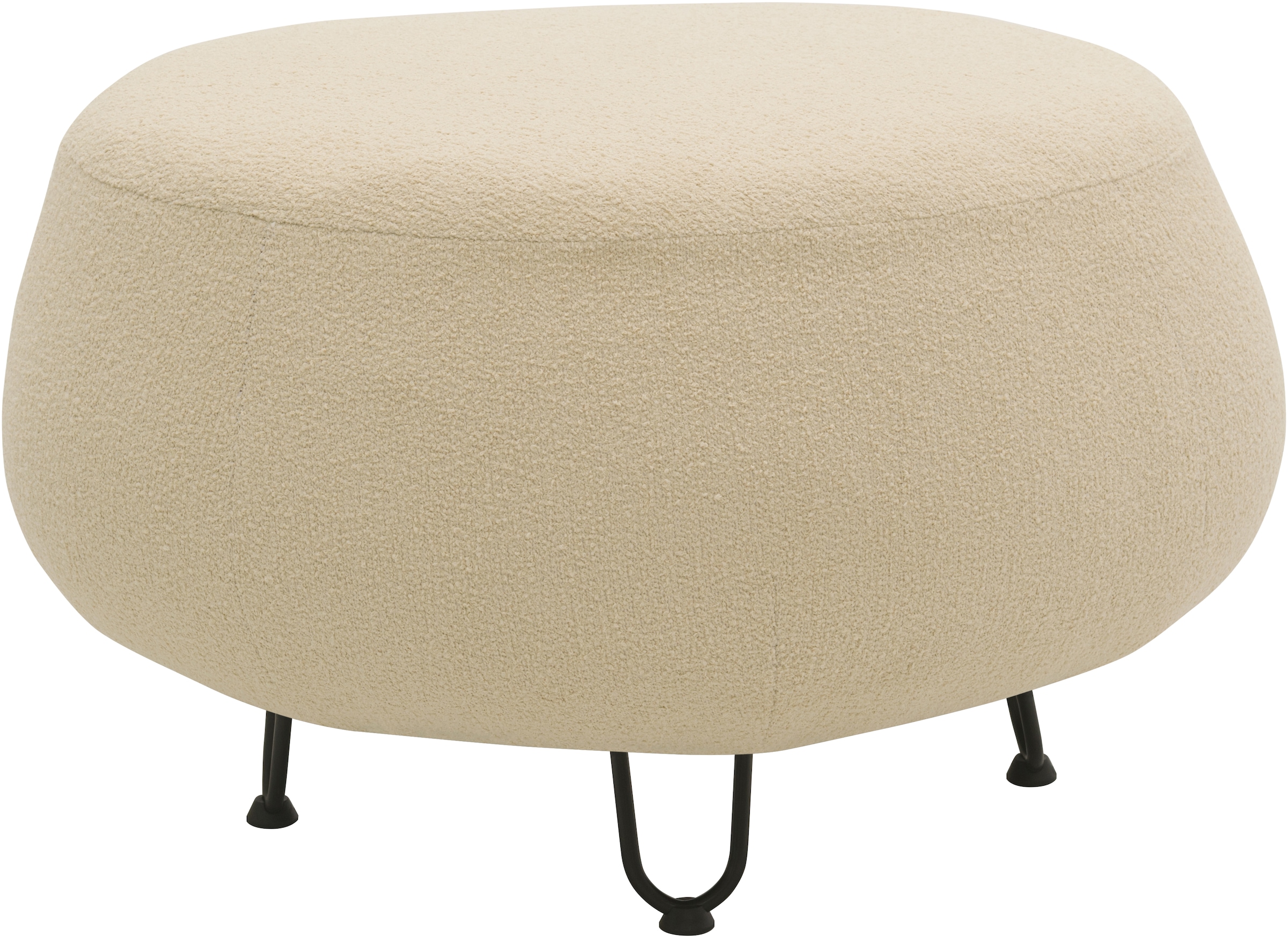 DOMO collection Polsterhocker »Poika, auf hohen Füssen«, Polsterhocker rund und schön, Bezug Fellimitat, Durchmesser 78 cm