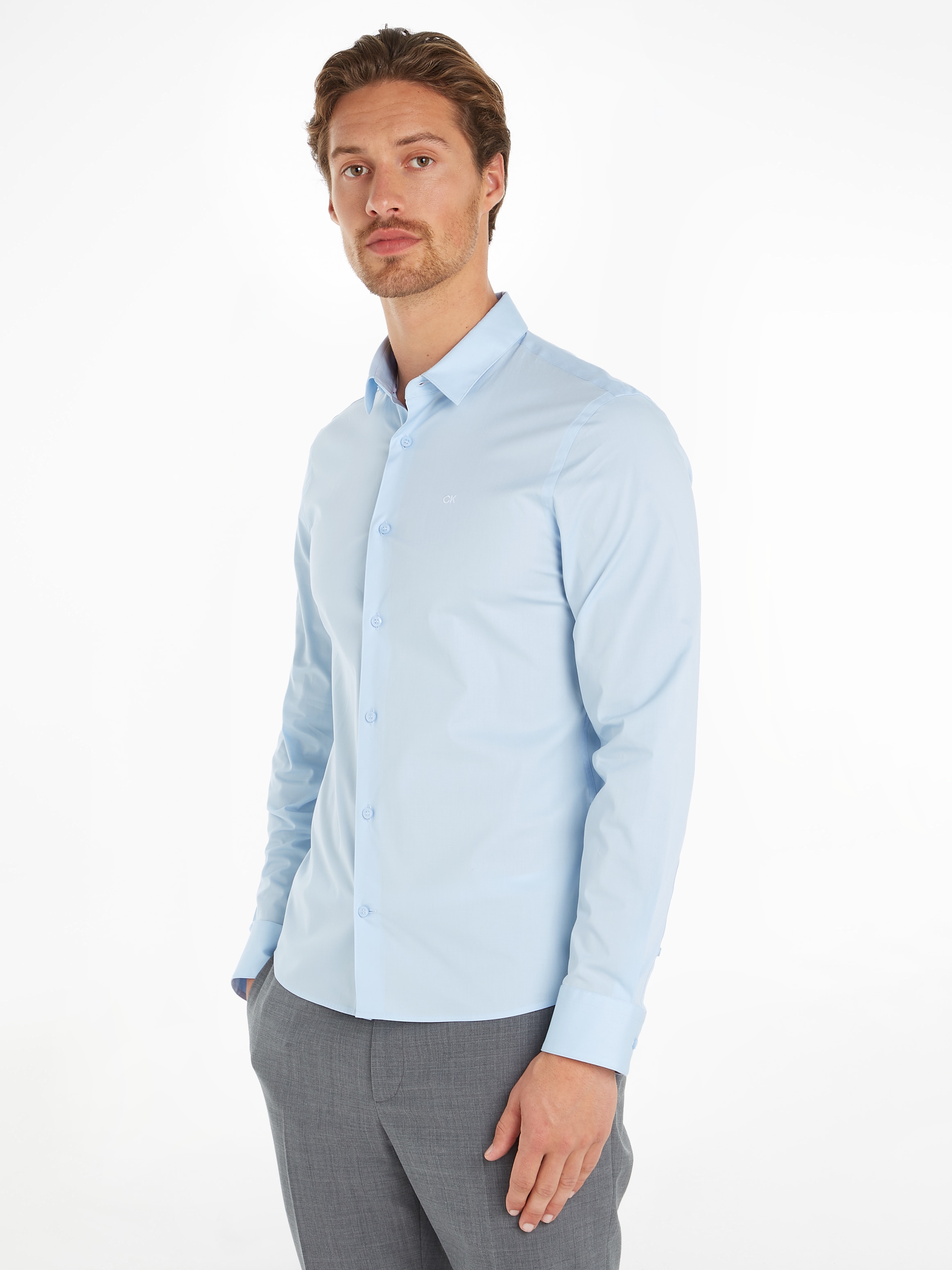 Calvin Klein Businesshemd »STRETCH POPLIN SLIM SHIRT«, mit Calvin Klein Logo auf der Brust