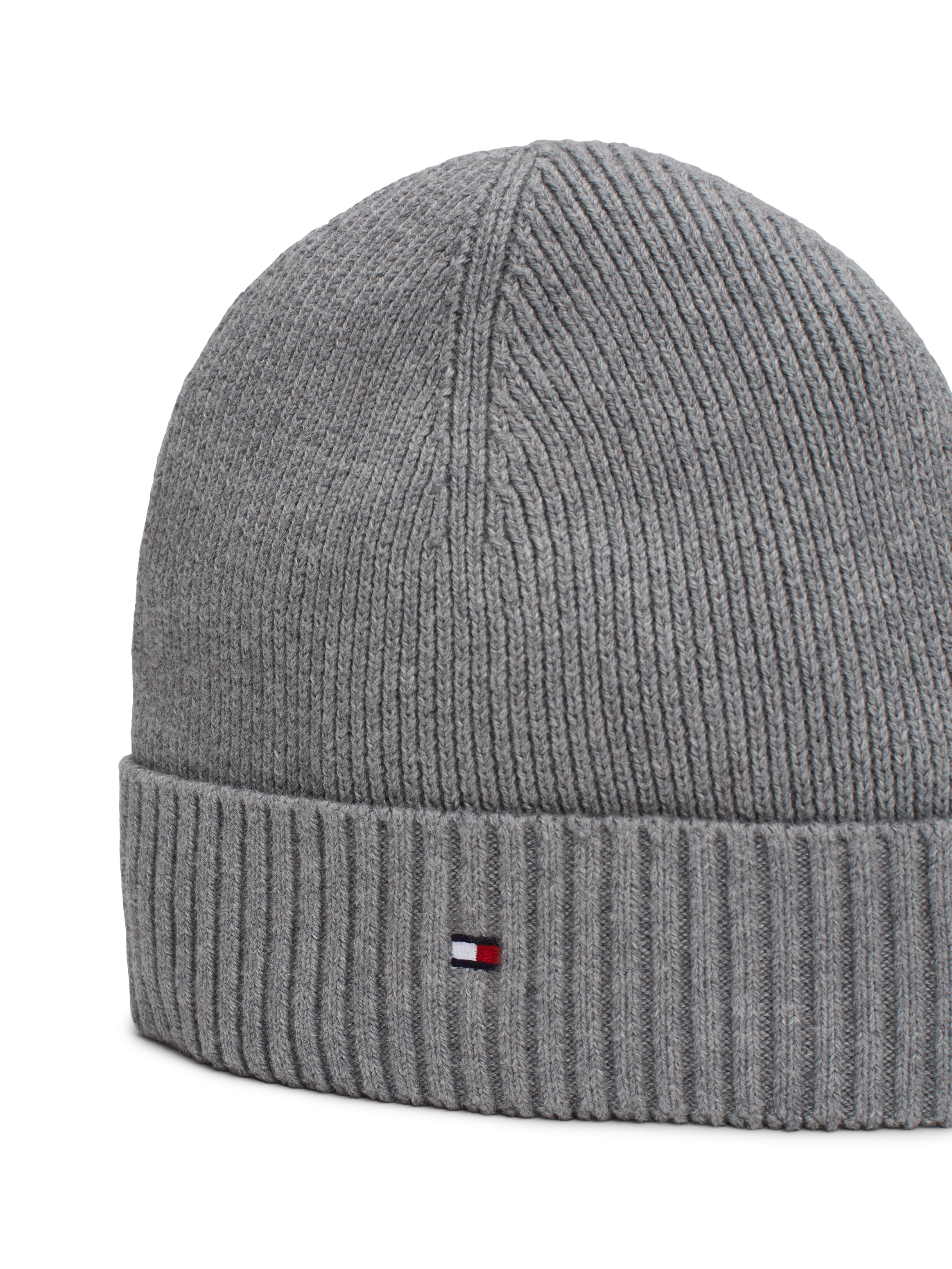 Tommy Hilfiger Bonnet tricoté »TH FLAG PIMA COTTON BEANIE« Beanie mit Logostickerei, mit Kaschmiranteil Unisex