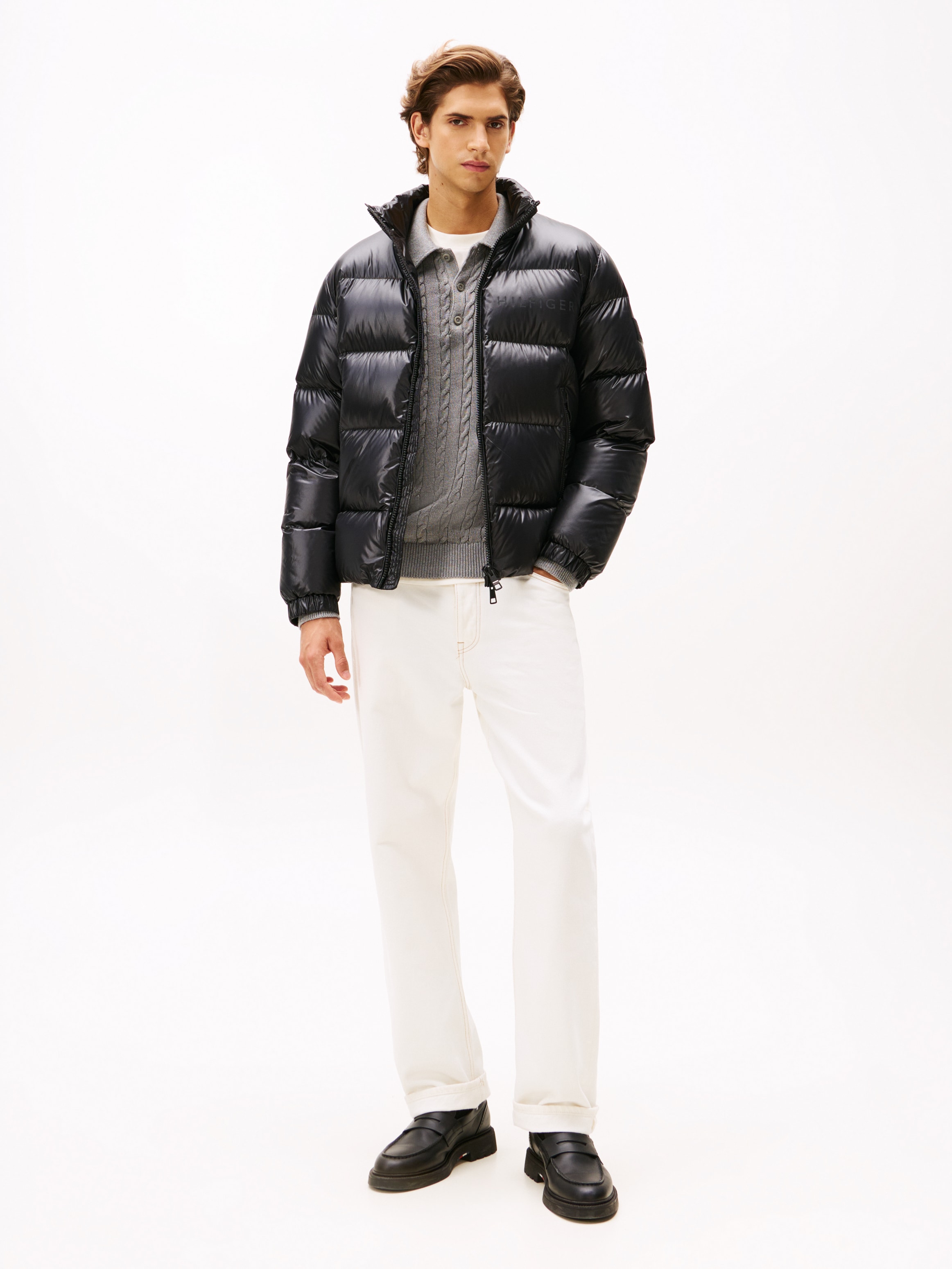 Tommy Hilfiger Veste matelassée »SHINY DOWN STAND PUFFER« Winterjacke, Outdoorjacke, glänzende Oberfläche