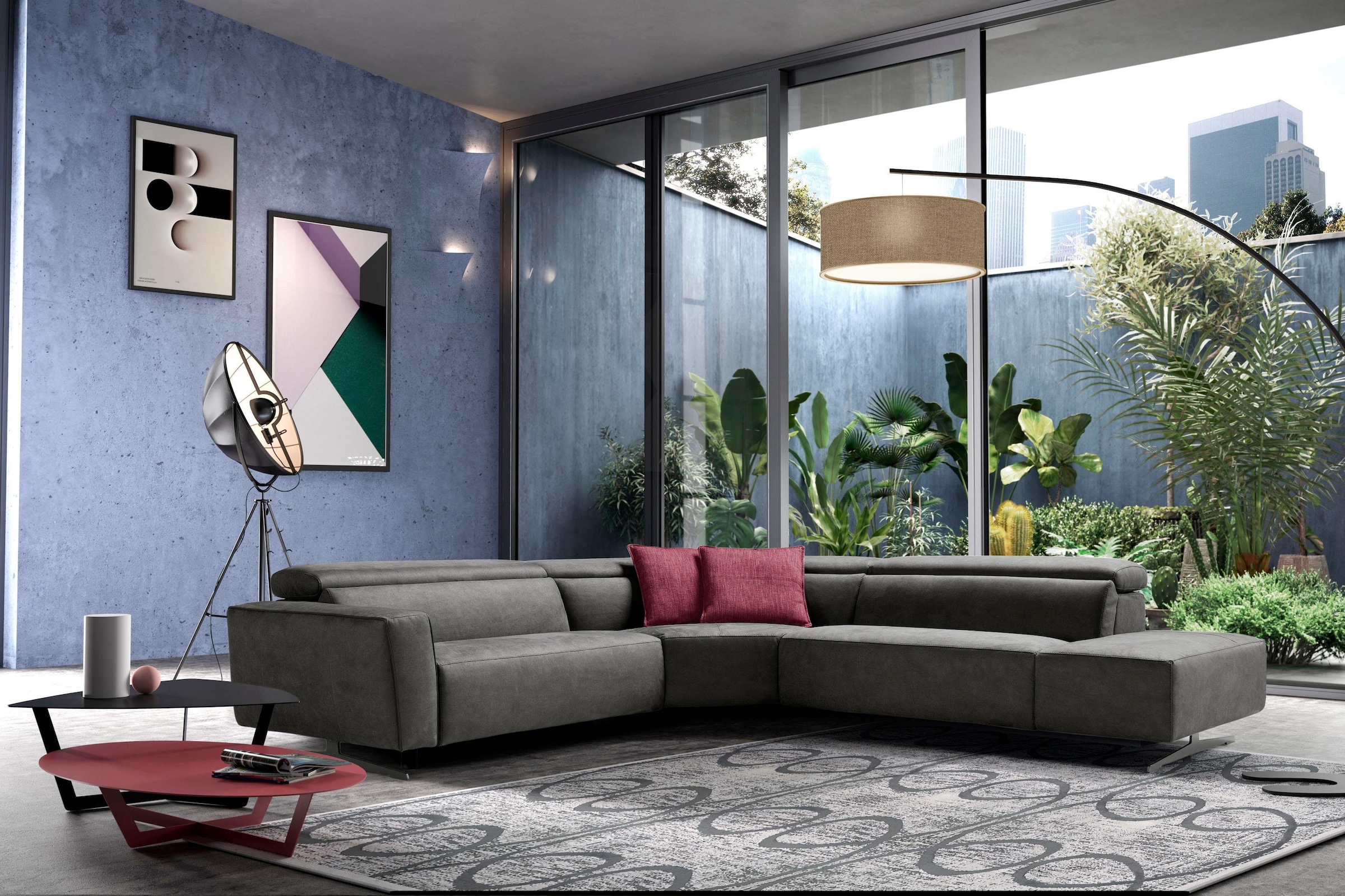 Image of Egoitaliano Ecksofa "Stefanie-e, Designsofa der Extraklasse, bequem mit hohem Sitzkomfort" mit Relaxfunktion und verstellbaren Kopfteilelementen