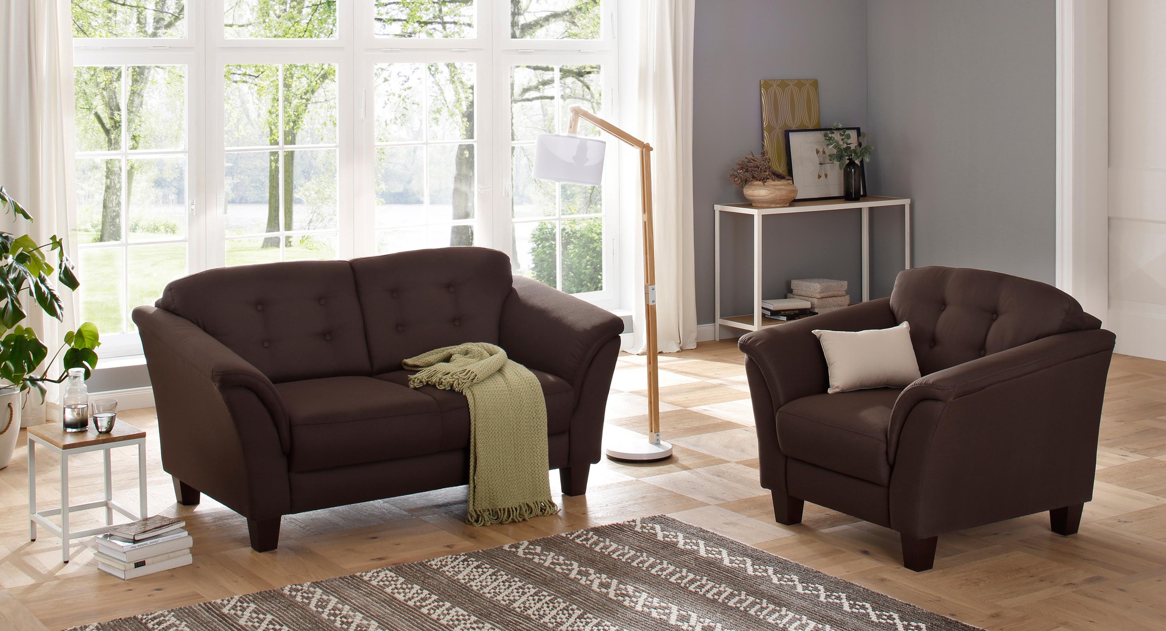 Image of Home affaire 2-Sitzer »Lillesand«, mit Federkern, Knopfheftung im Rücken, Füsse Buche bei Ackermann Versand Schweiz