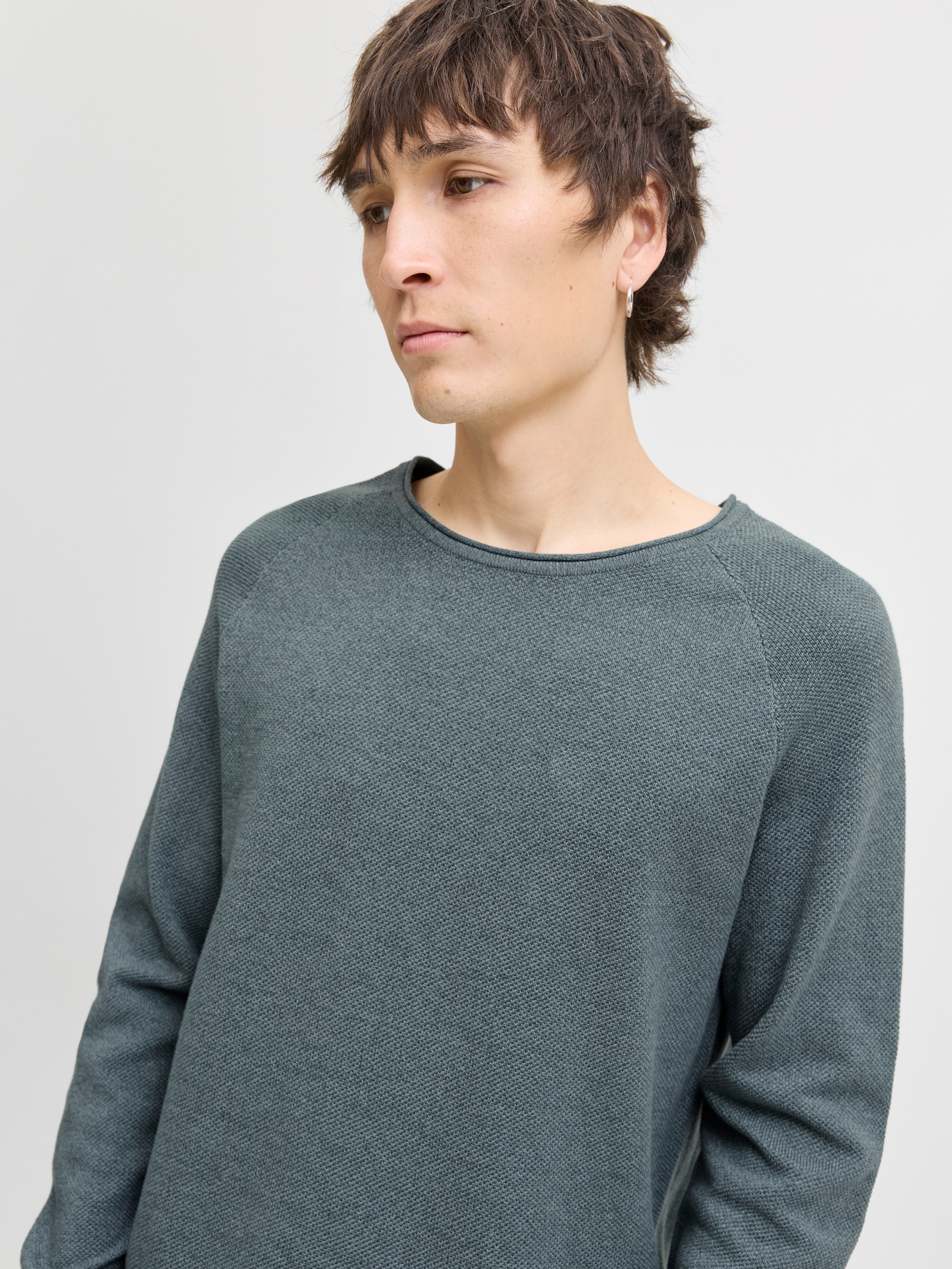 Jack & Jones Pull à col rond »JJEHILL KNIT CREW NECK NOOS« Baumwolle, regular fit