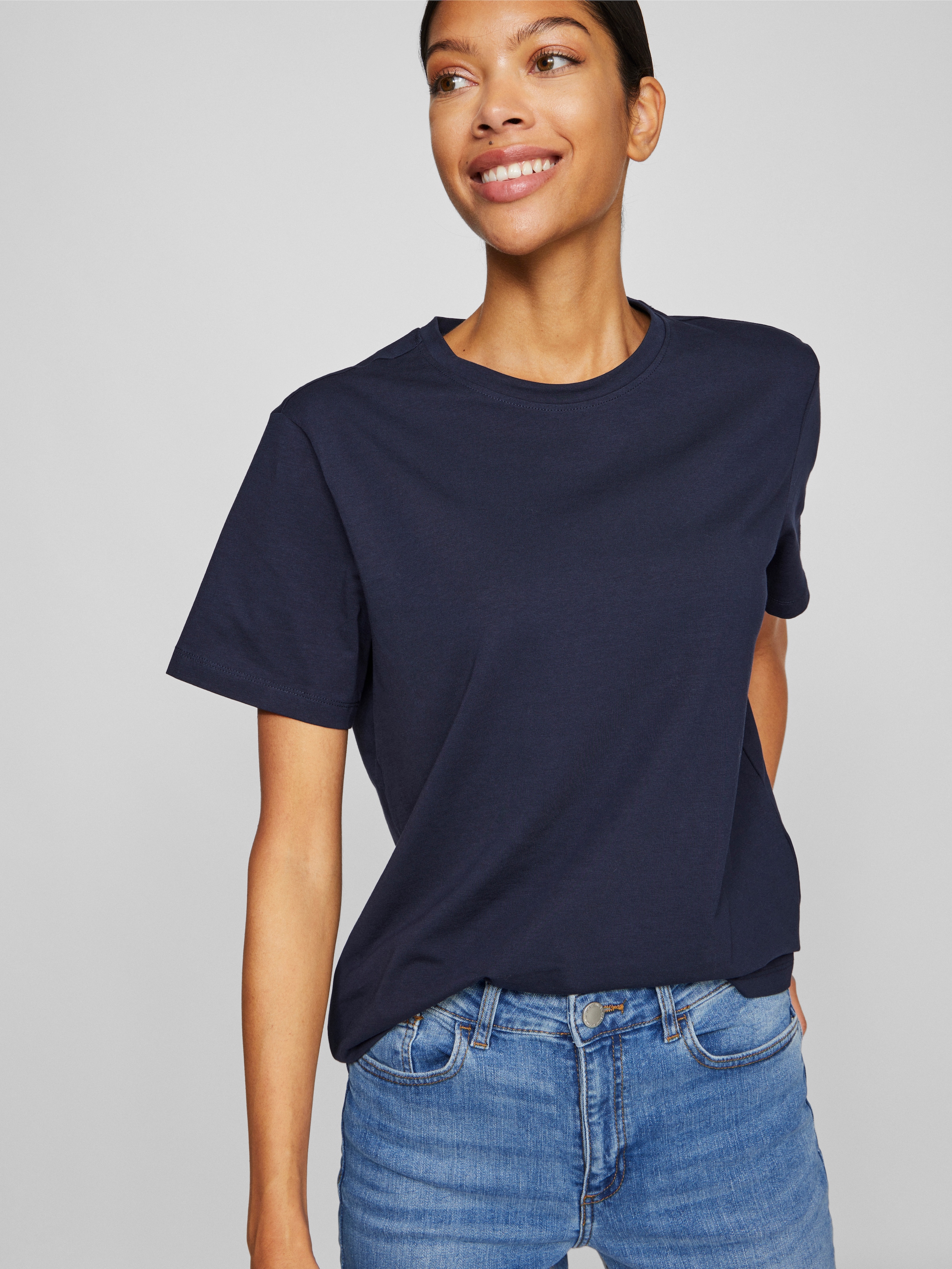 Vila T-shirt à manches courtes »VINORA S/S T-SHIRT - NOOS« mélange coton, coupe régulière