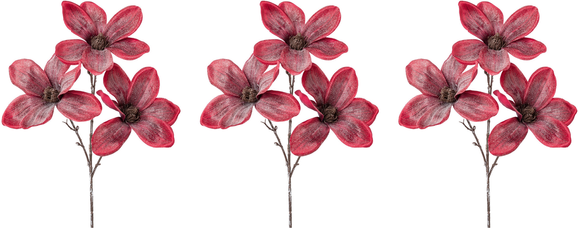 Winterliche Kunstpflanze »Weihnachtsdeko rot«, in geeister Optik, 3er-Set