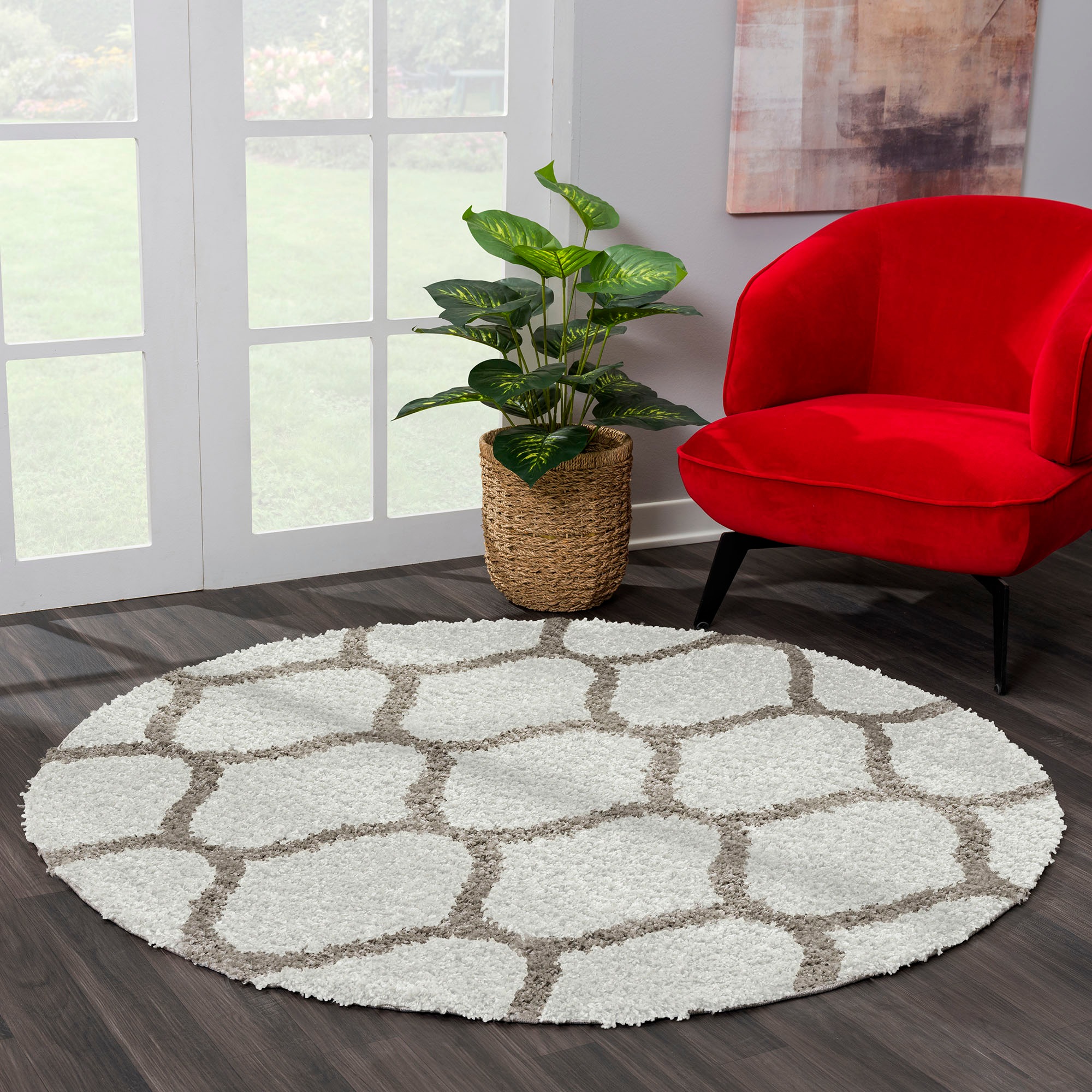 Image of Sanat Hochflor-Teppich "Madrid, auch in Rund erhältlich" rund 30 mm Höhe Wohnzimmer, Langflor, Shaggy Teppich