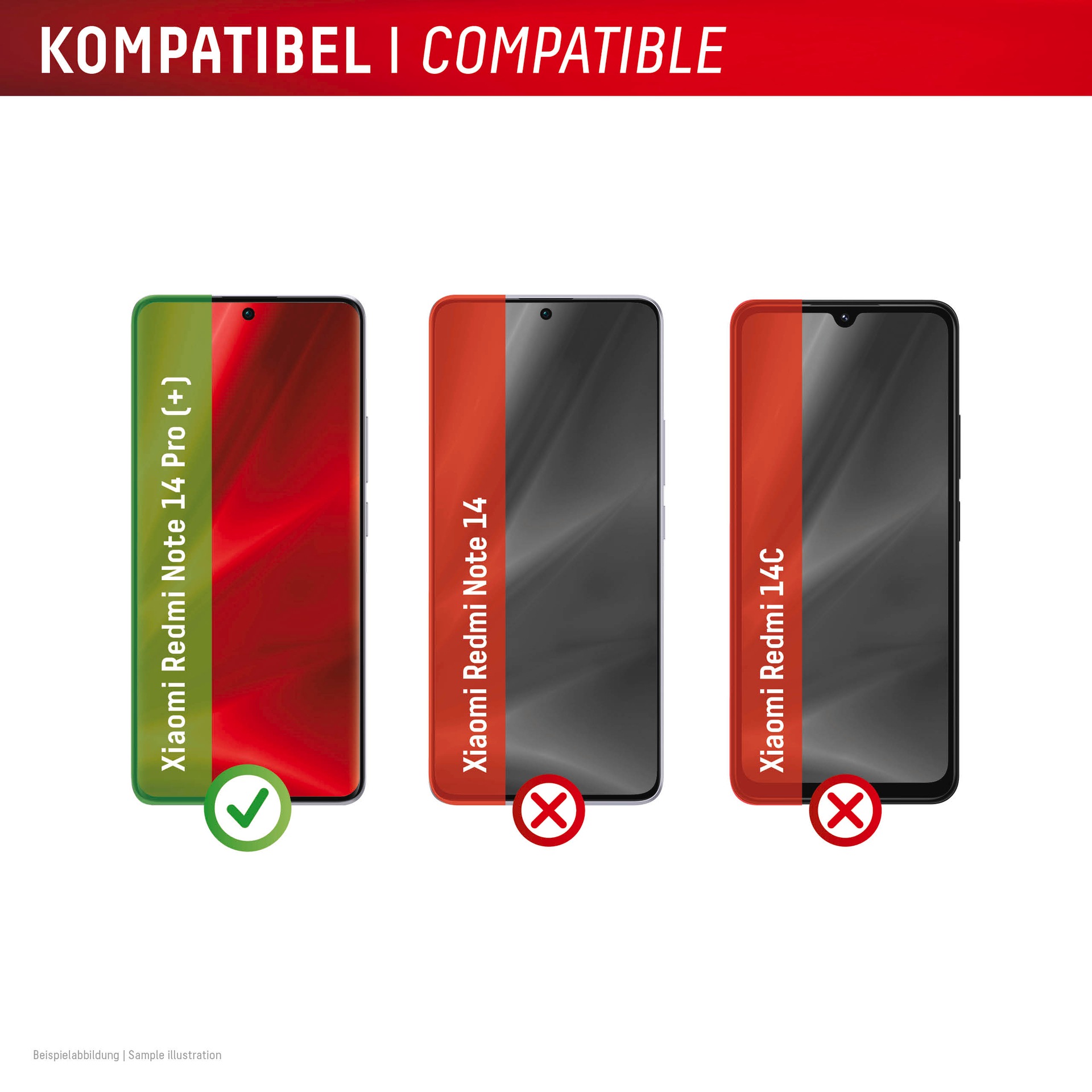Displex Displayschutzglas »Premium Glass Screen Protector (Full Cover)«, für Xiaomi Redmi Note 13 Pro+-Xiaomi Redmi Note 14 Pro-Xiaomi Redmi Note 14 Pro+, Displayschutzfolie, Schutzfolie, Bildschirmschutz, kratz- & stossfest