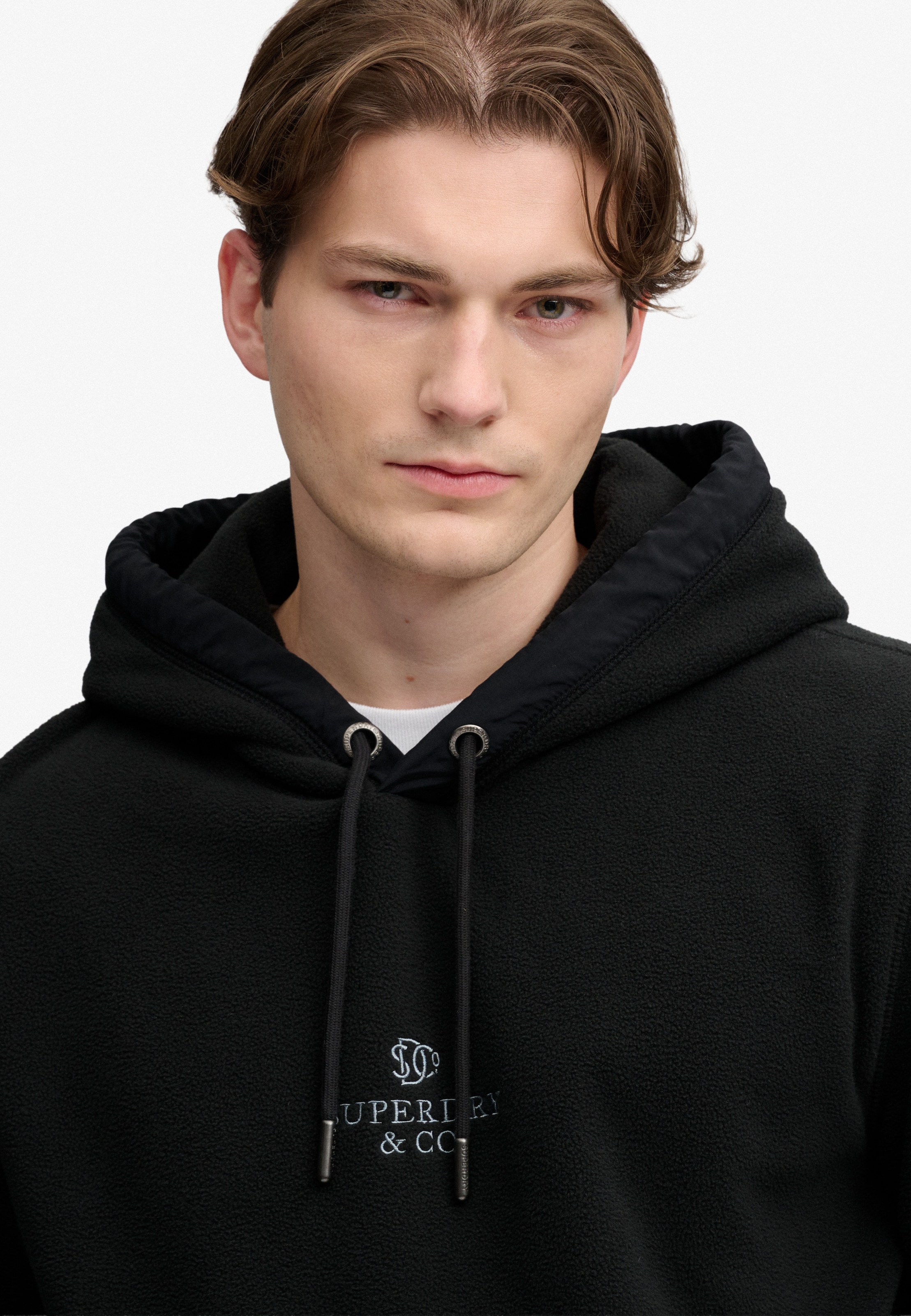 Superdry Sweat à capuche »MICRO LOGO FLEECE HOOD«, fibre synthétique, coupe ample
