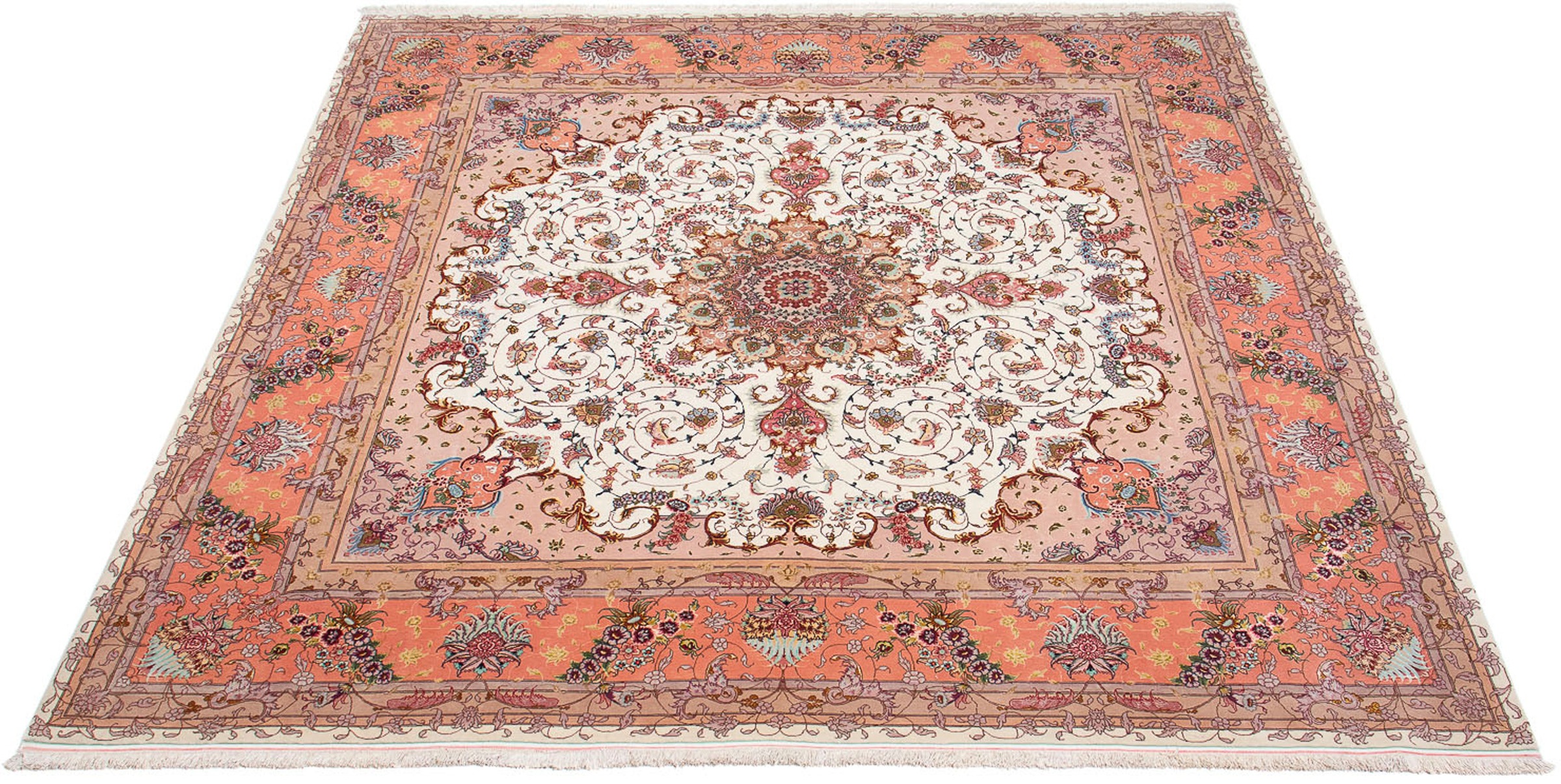 Image of morgenland Orientteppich »Perser - Täbriz - Royal quadratisch - 300 x 298 cm - beige«, quadratisch, 7 mm Höhe, Wohnzimmer, Handgeknüpft, Einzelstück mit Zertifikat bei Ackermann Versand Schweiz