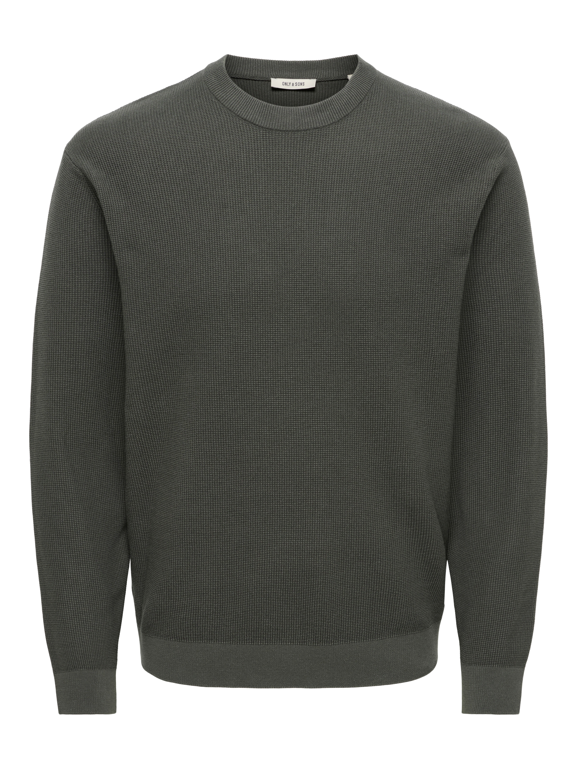 ONLY & SONS Pull à col rond »ONSTONY DS 12 LS WAFFLE CREW KNIT« coton, coupe décontractée