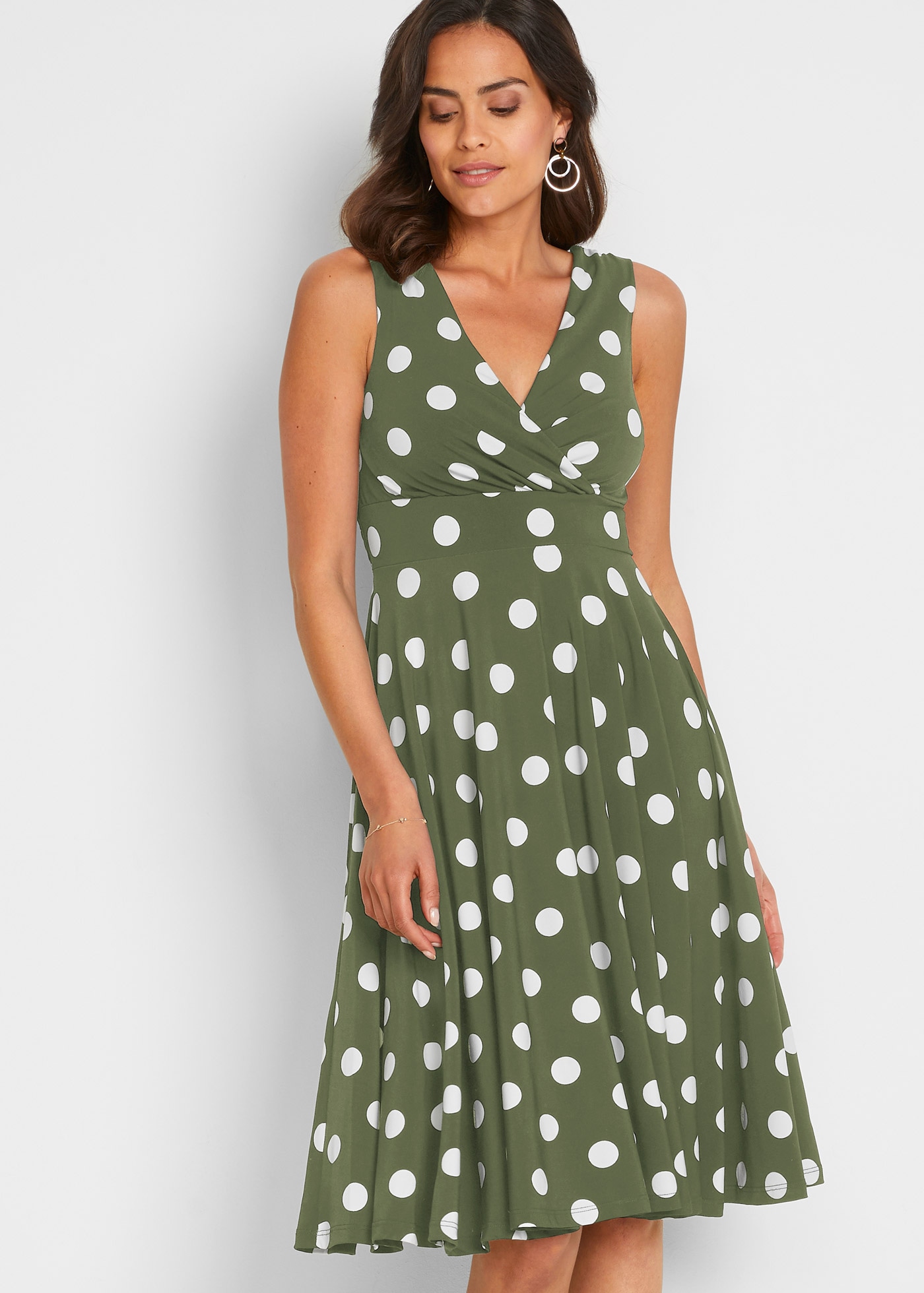 Image of bonprix Shirtkleid mit Punkt-Design, aus Polyester und Elasthan, Regular Fit, ärmellos