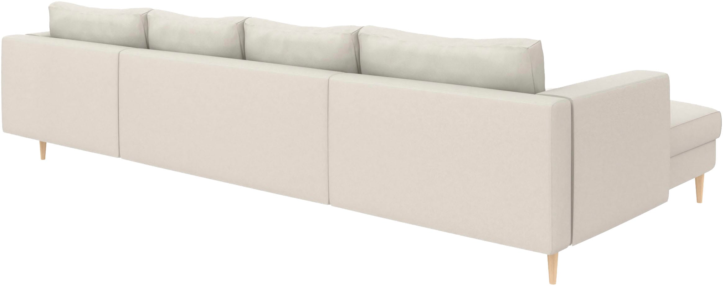 TRENDMANUFAKTUR Paysage de salon »Amazing, wahlw. mit Schlaffunktion & Bettkasten, Fuss Buche lackiert« Sofa in U-Form, in Cord oder Struktur, Breite 305 cm