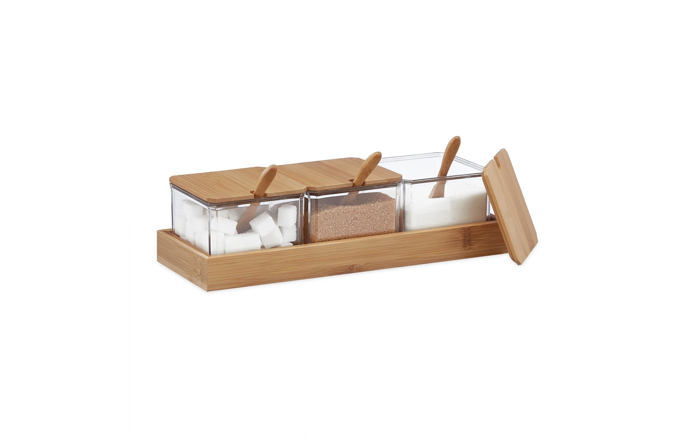 Image of relaxdays Zuckerdose "400 ml 3 Stück" 1 Stk. tlg. Holzart: Bambus (China)