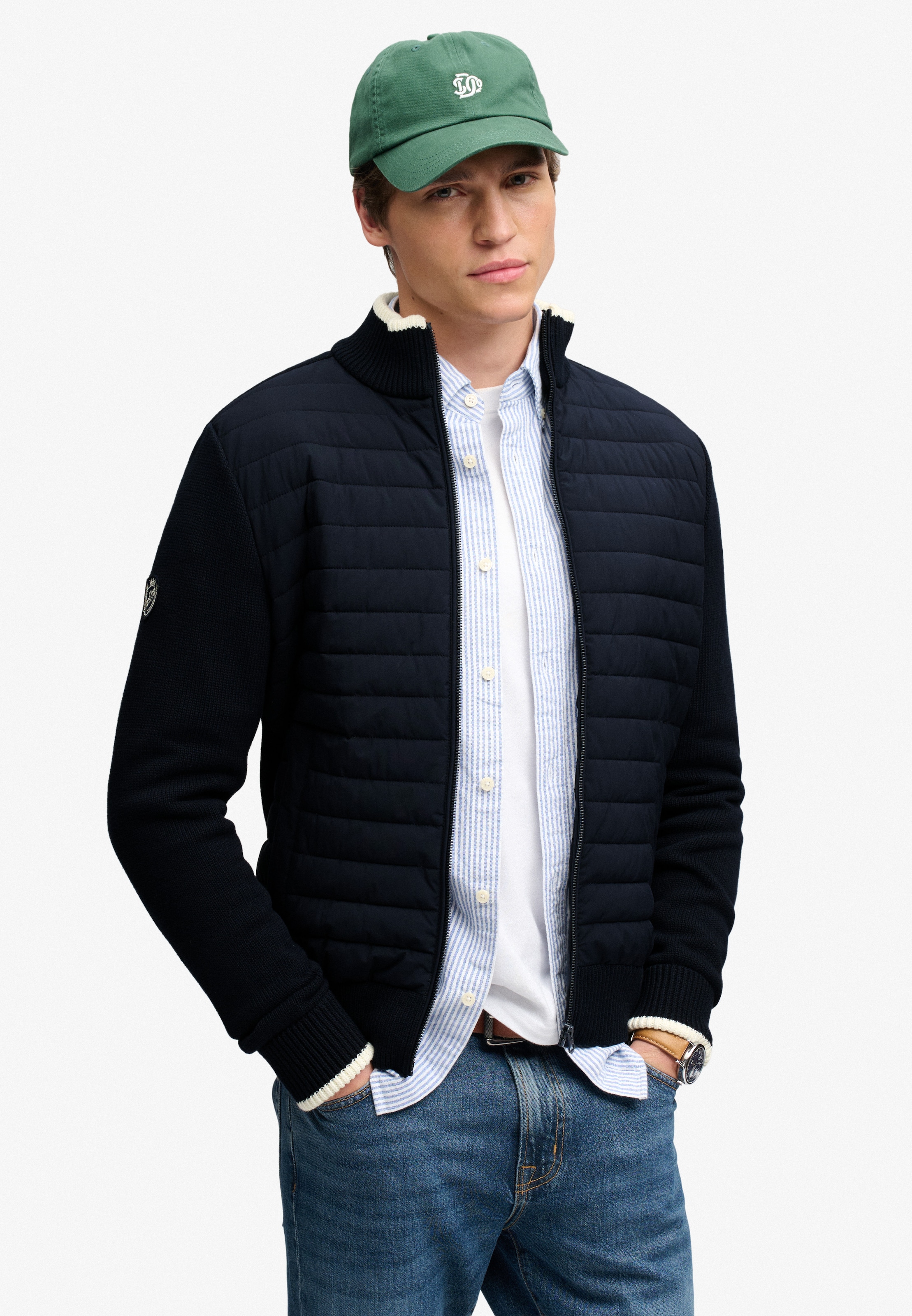 Image of Superdry Blouson "STRAIGHT BAFFLE HYBRID JKT" Kunstfaser, slim fit