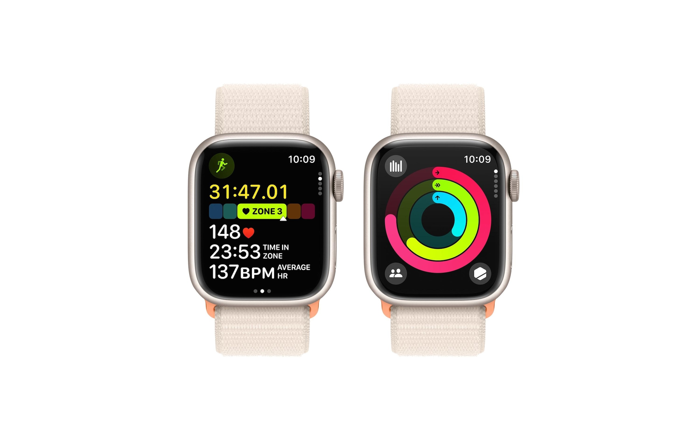 Apple Smartwatch »Series 9, GPS, Aluminium-Gehäuse mit Sport Loop Armband«, Watch OS 10, 64 GB,)