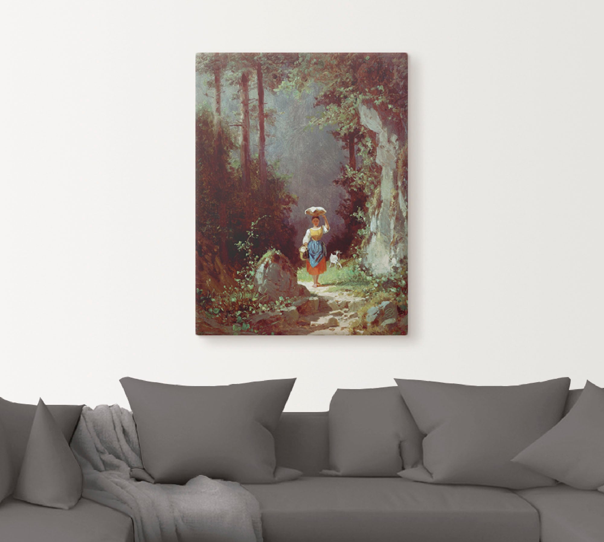 Artland Leinwandbild »Mädchen mit Ziege«, Kind, (1 St.), auf Keilrahmen gespannt