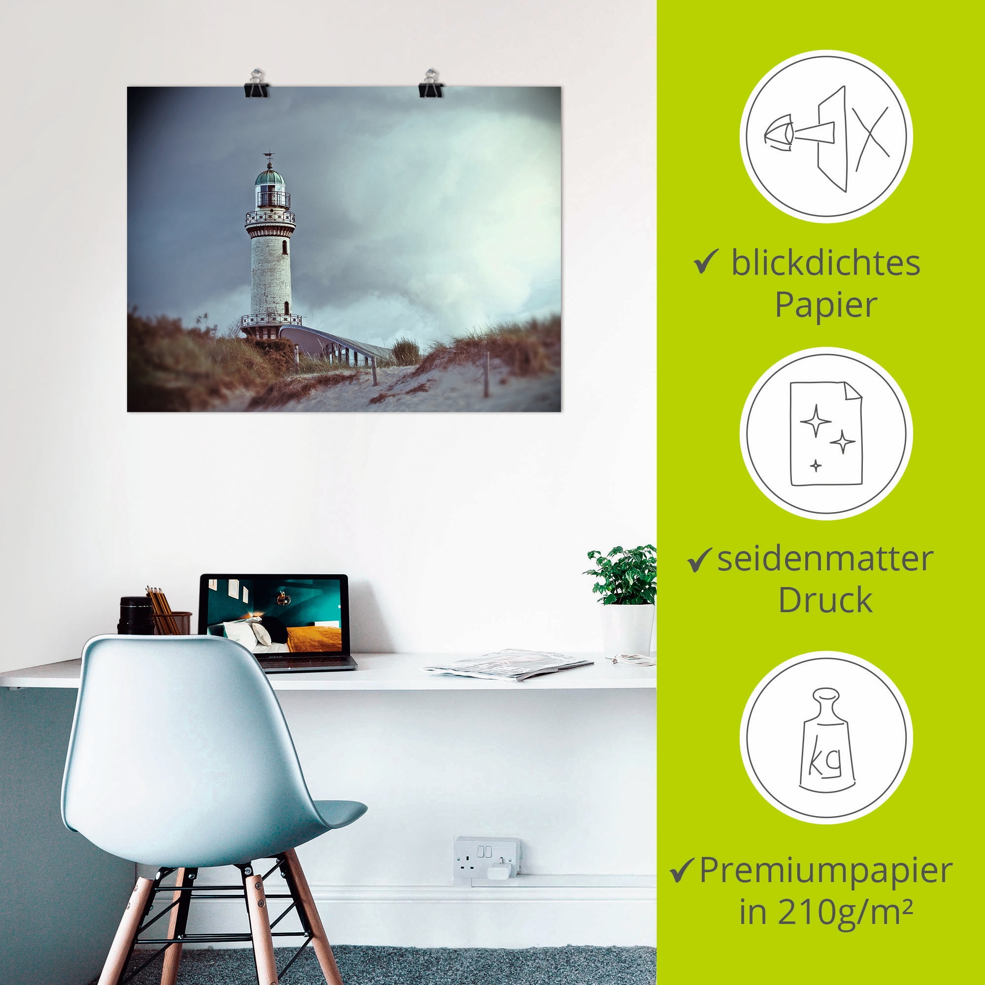 Artland Wandbild »Der Warnemünder Leuchtturm«, Gebäude, (1 St.), als Leinwandbild, Poster in verschied. Grössen