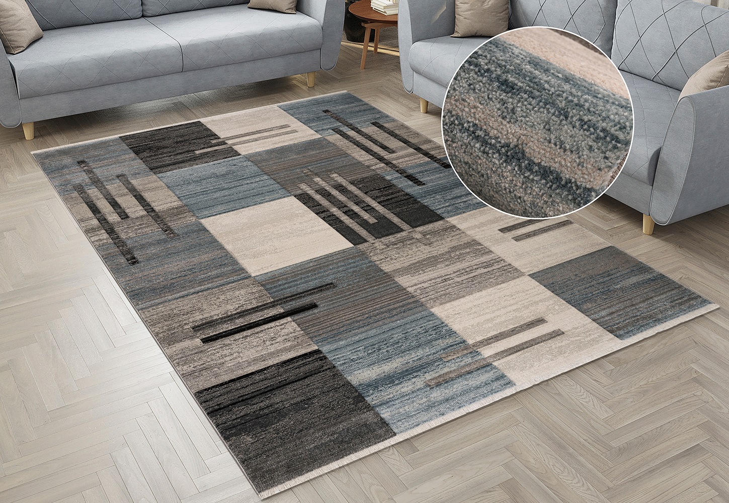 Image of GOODproduct Teppich "Beliz" rechteckig 9 mm Höhe mit Konturenschnitt, Kurzflor, 3D-Design, mit Fransen, Wohnzimmer