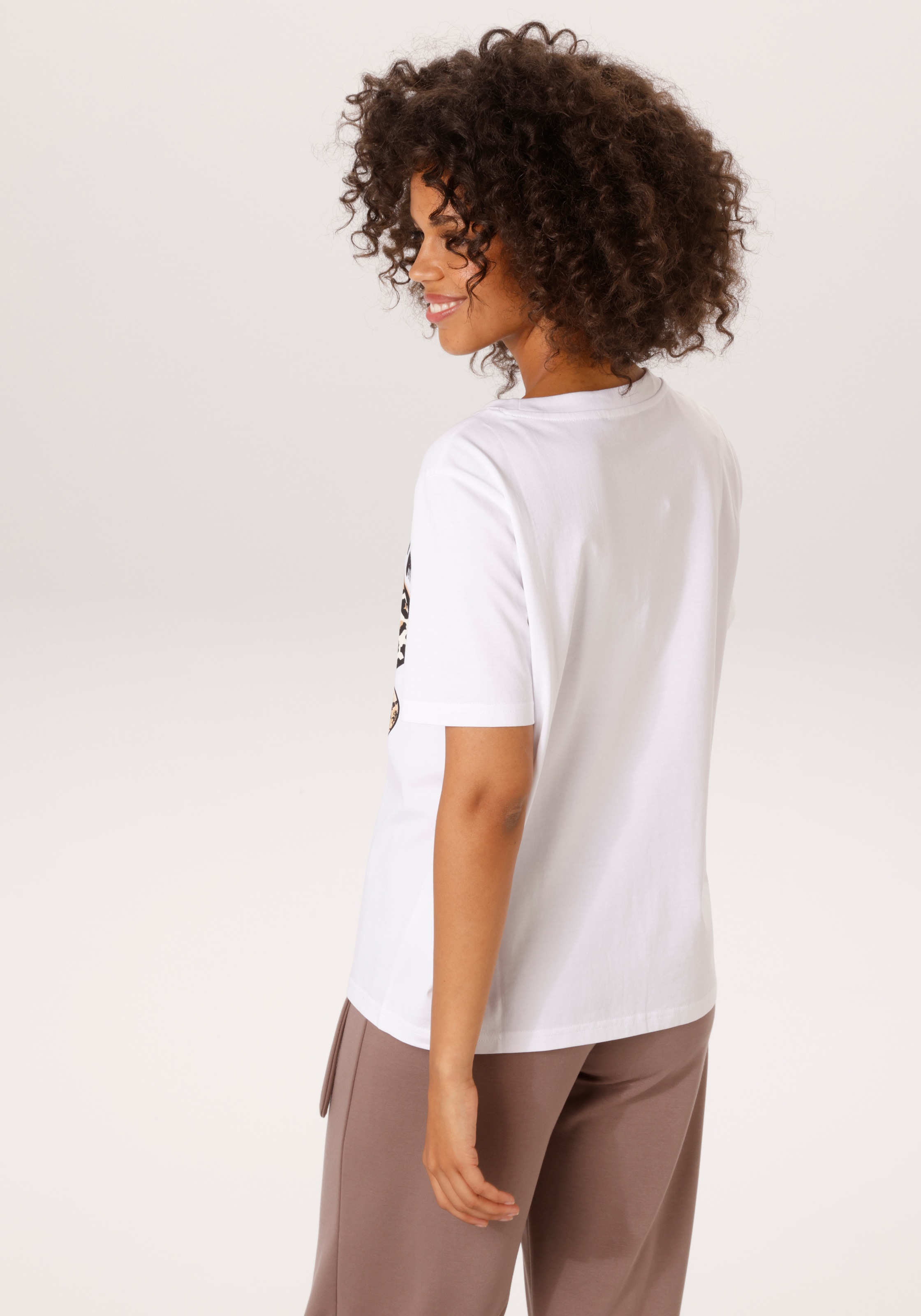 Aniston CASUAL T-Shirt mit Herzen, Animal-Drucken und Statement-Schriftzug