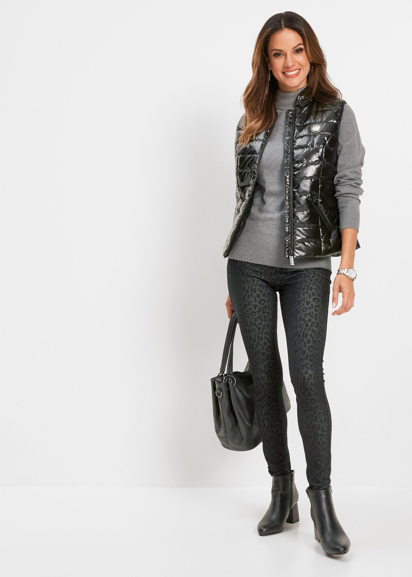 bonprix Jeggings en jeans »Jeggings mit Leo-Druck« Skinny Fit, aus Baumwolle, Polyester und Elasthan, mit Leo-Druck