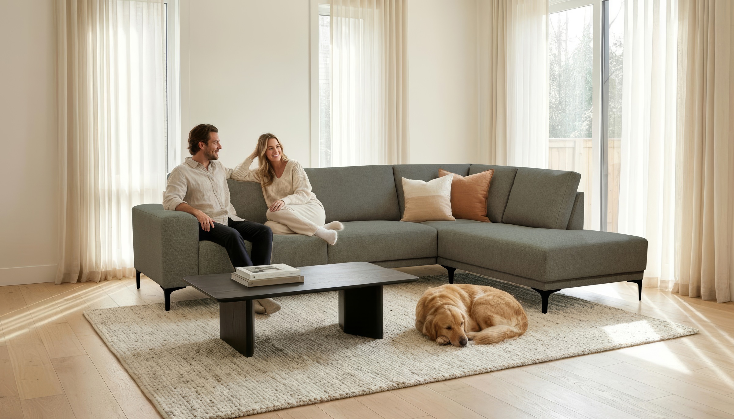 Image of GOODproduct Ecksofa "Xander, L-Form" Breite 289 cm, Webstoff, Soft-Touch Chenille, schwarze Metallfüsse