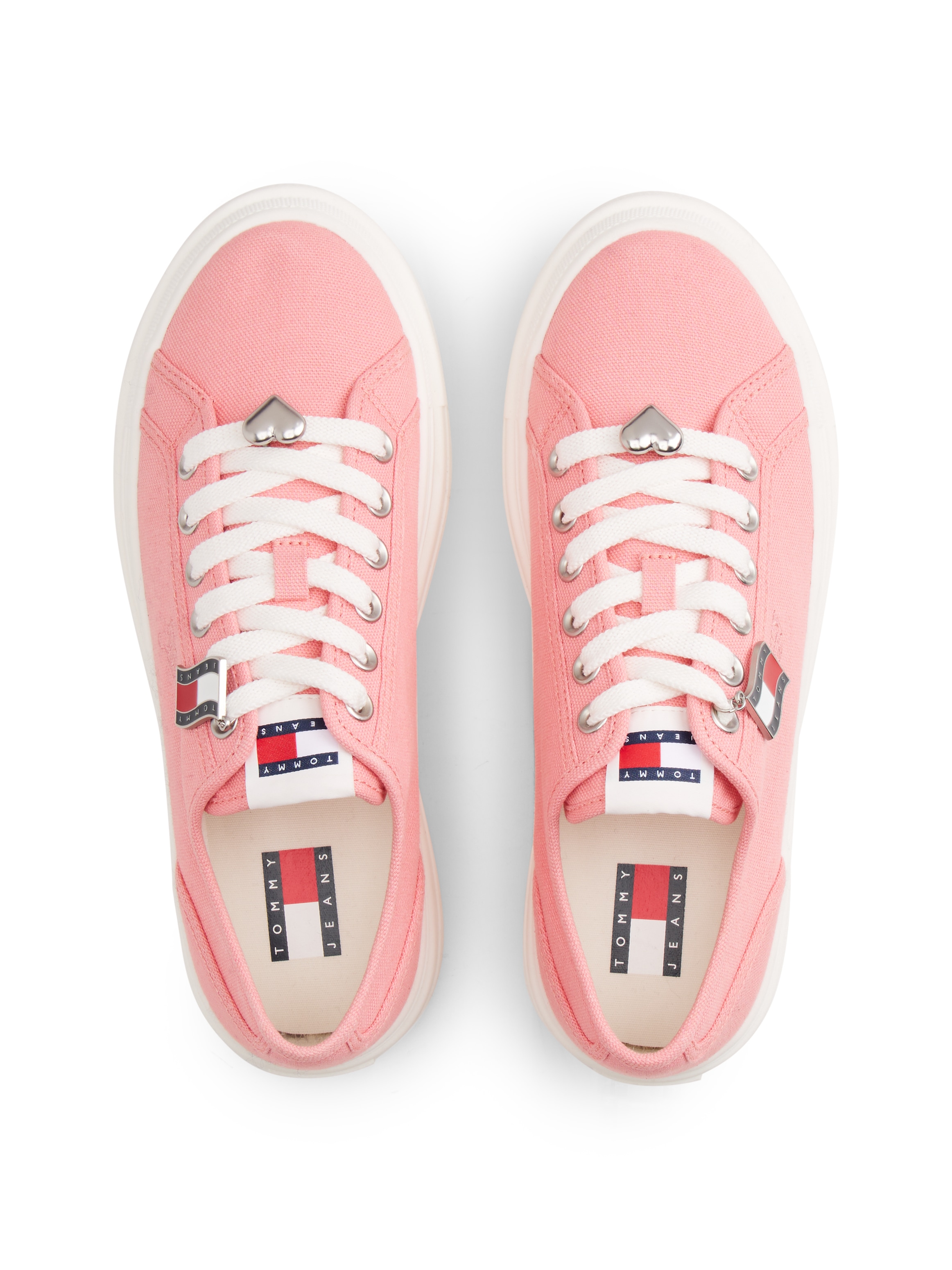 Tommy Jeans Baskets à plateforme »TJW FLATFORM SNEAKER CHARMS«  Chaussure basse, à lacets, chaussure de loisirs avec petit drapeau TJ en pendentif