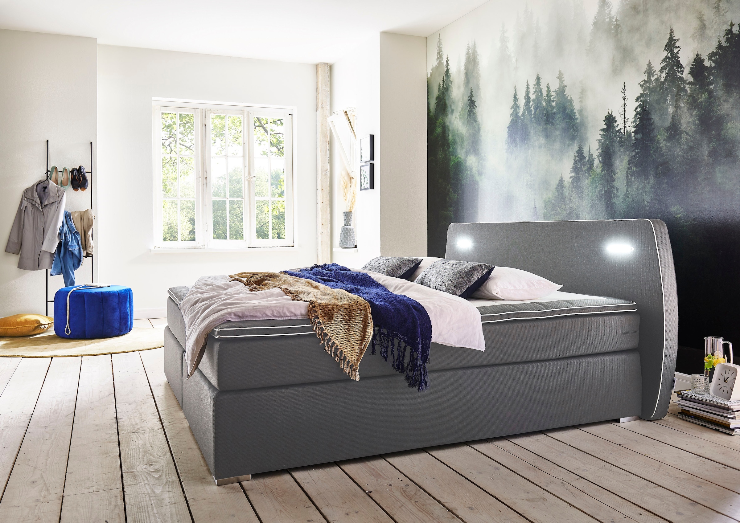 Boxspringbett »REX LED«, inklusive LED-Beleuchtung und Topper